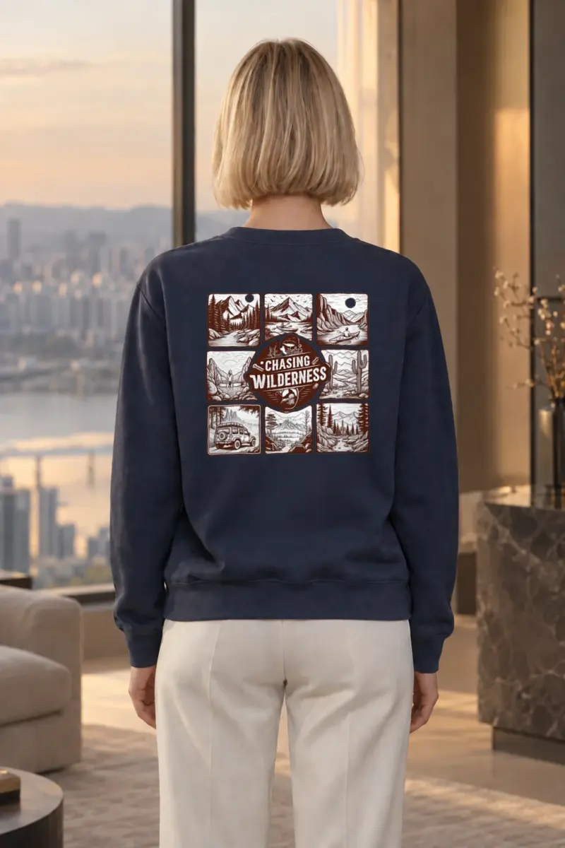 "Trailbound Emblem" Heavy Blend Unisex Crewneck Sweatshirt | Gildan 18000