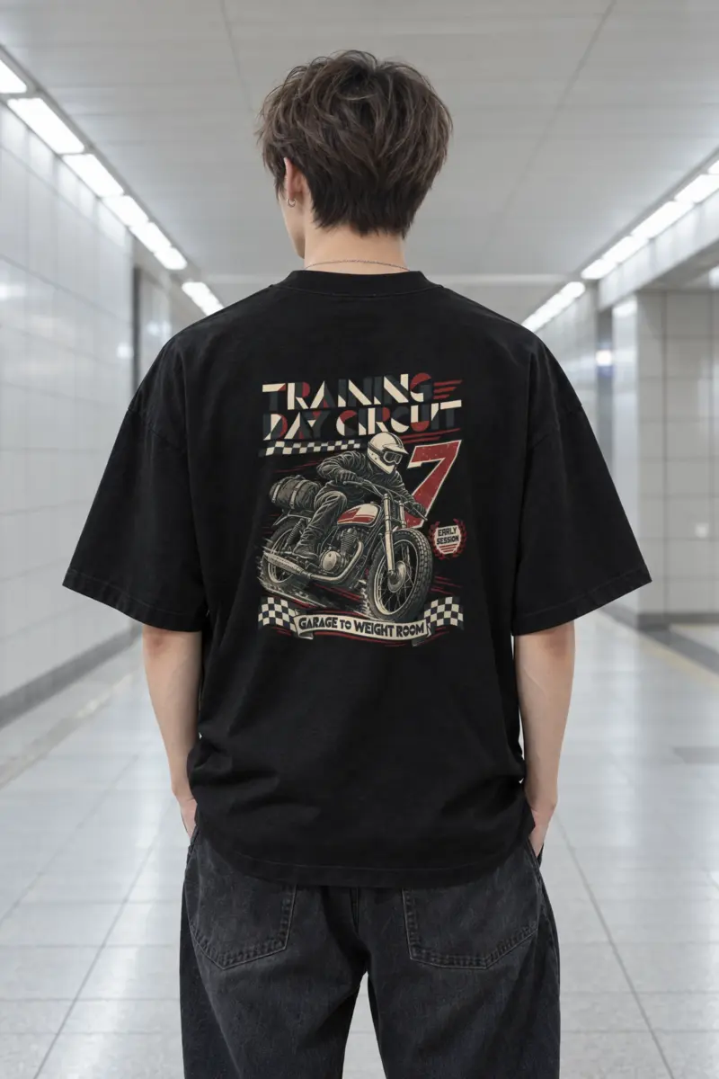 "Training Day Circuit" Men's Oversized Heavyweight Crewneck T-Shirt