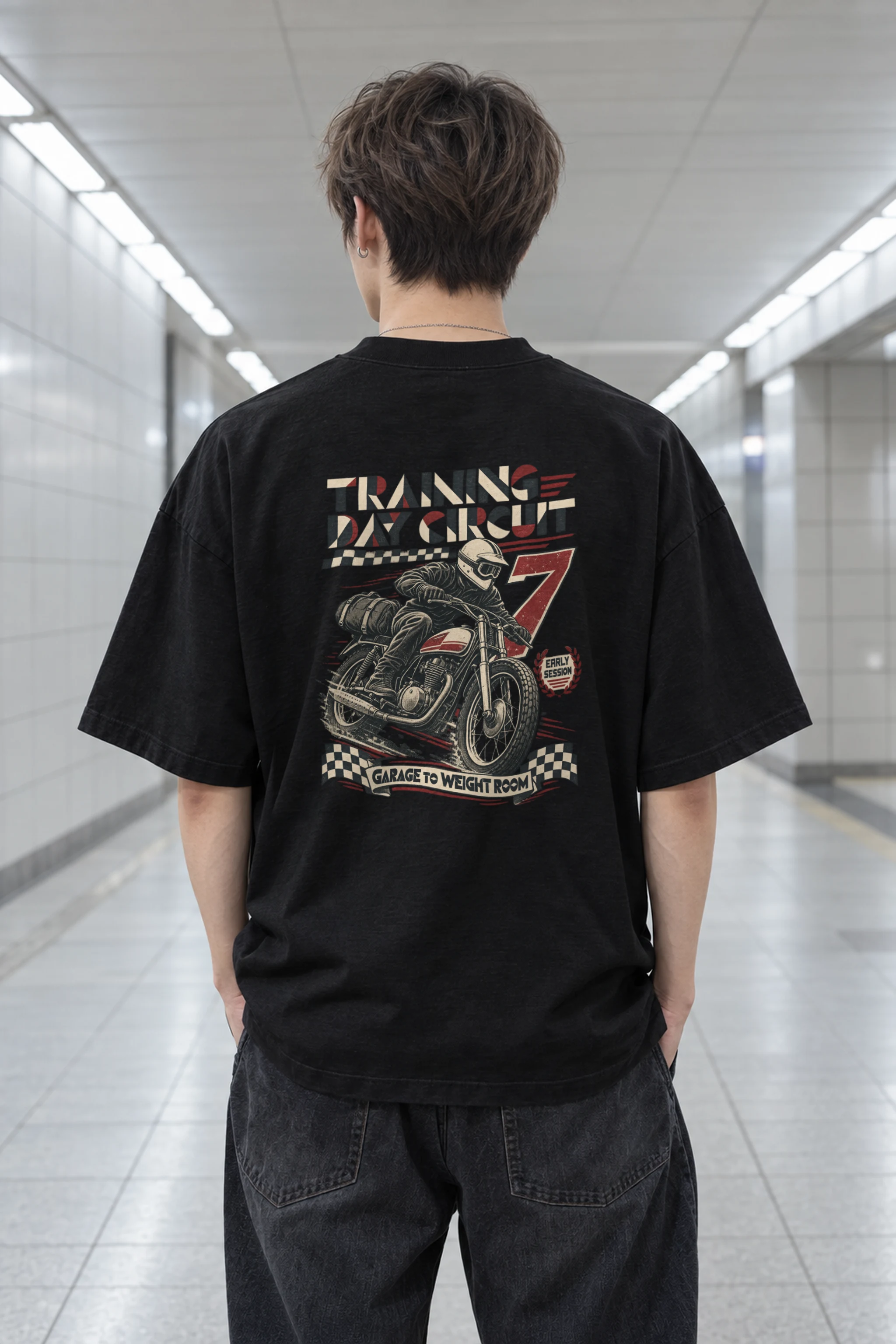 "Training Day Circuit" Men's Oversized Heavyweight Crewneck T-Shirt