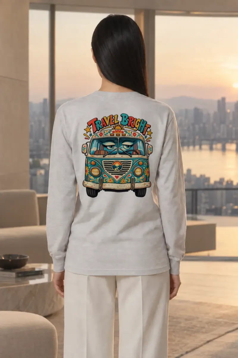 "Travel Bright" Unisex Longsleeve T-shirt | Gildan 2400