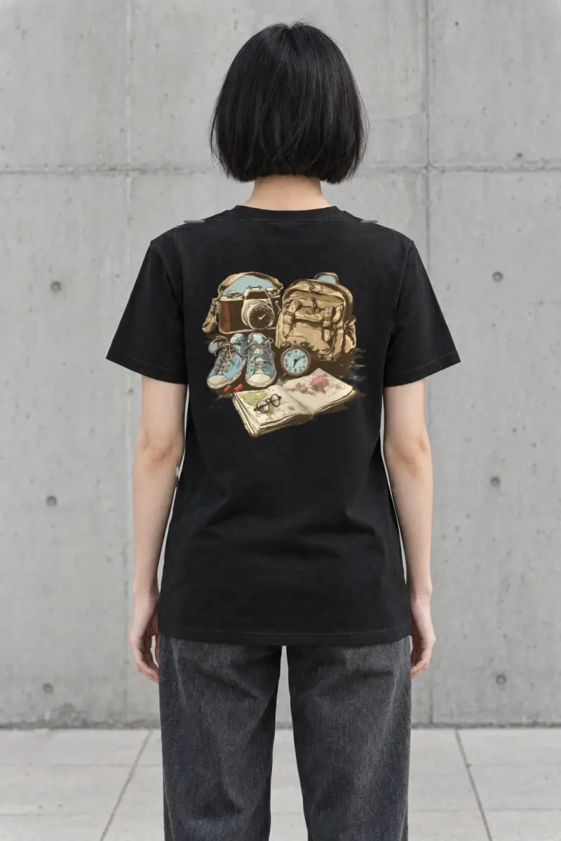 "Travel Gear Sketch" Heavyweight Unisex Crewneck T-shirt