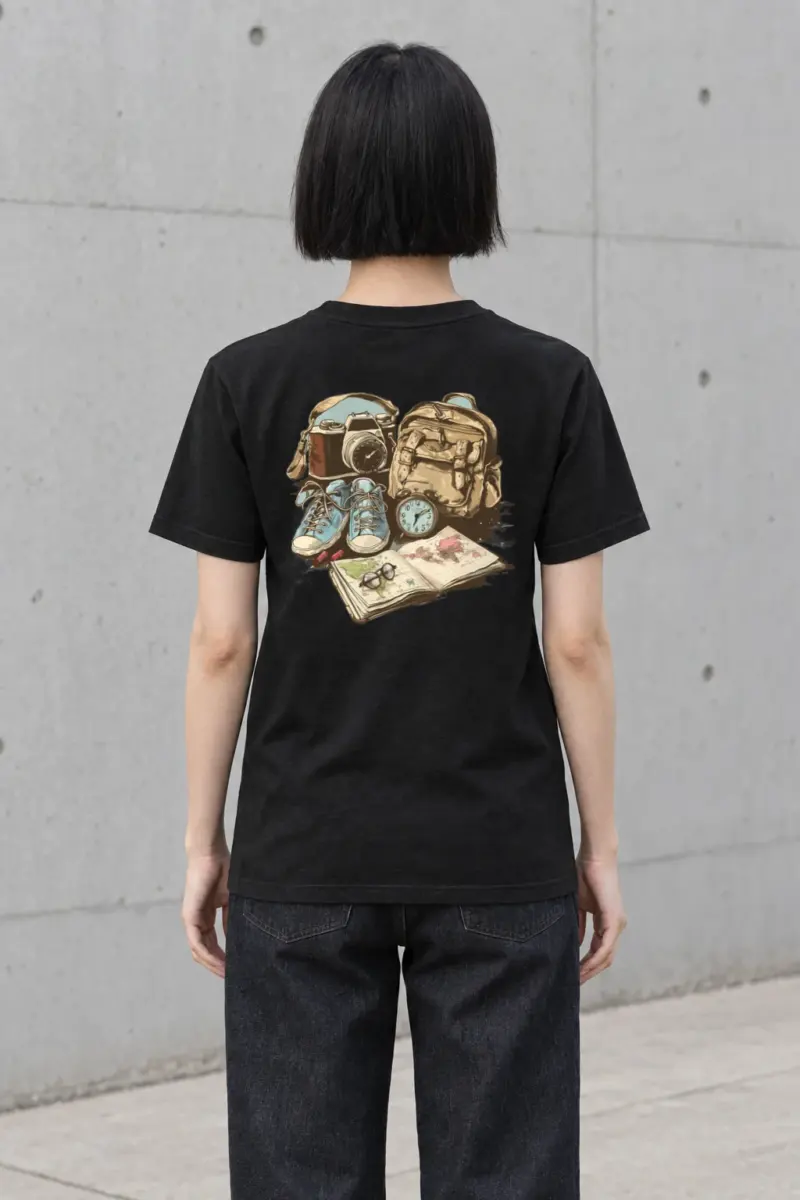 "Travel Gear Sketch" Heavyweight Unisex Crewneck T-shirt | Gildan 5000