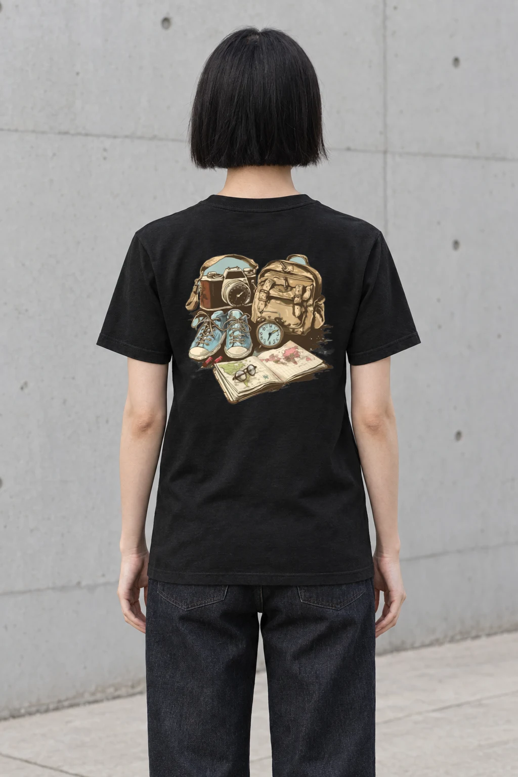 "Travel Gear Sketch" Heavyweight Unisex Crewneck T-shirt | Gildan 5000