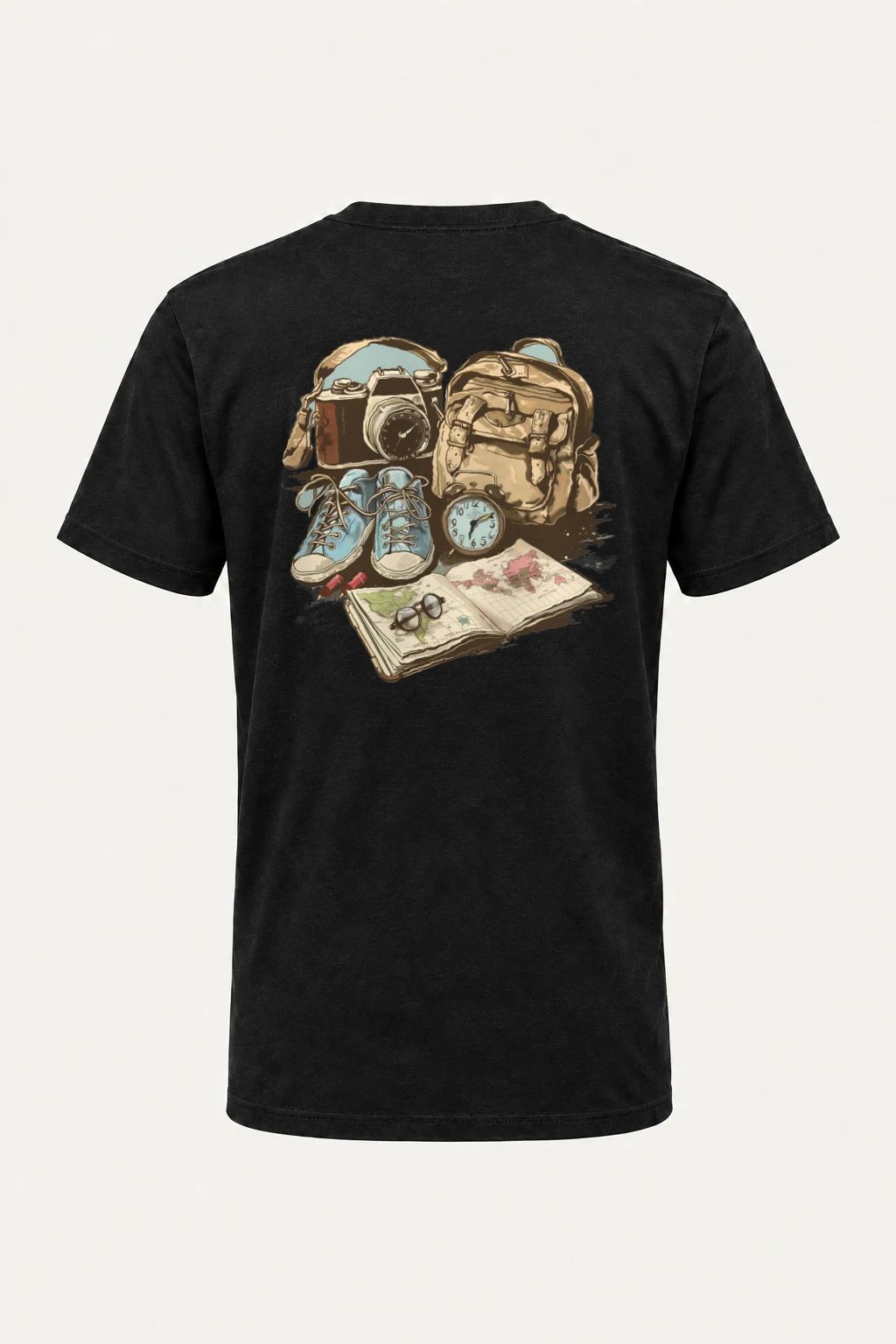 "Travel Gear Sketch" Heavyweight Unisex Crewneck T-shirt | Gildan 5000