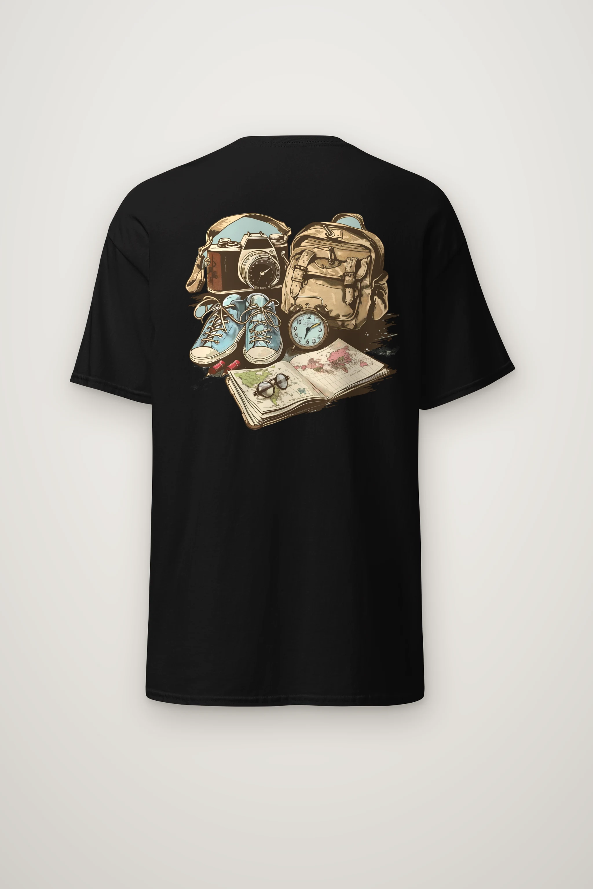 "Travel Gear Sketch" Heavyweight Unisex Crewneck T-shirt