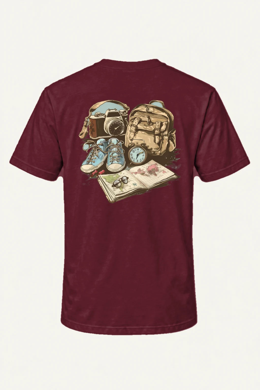 "Travel Gear Sketch" Heavyweight Unisex Crewneck T-shirt | Gildan 5000