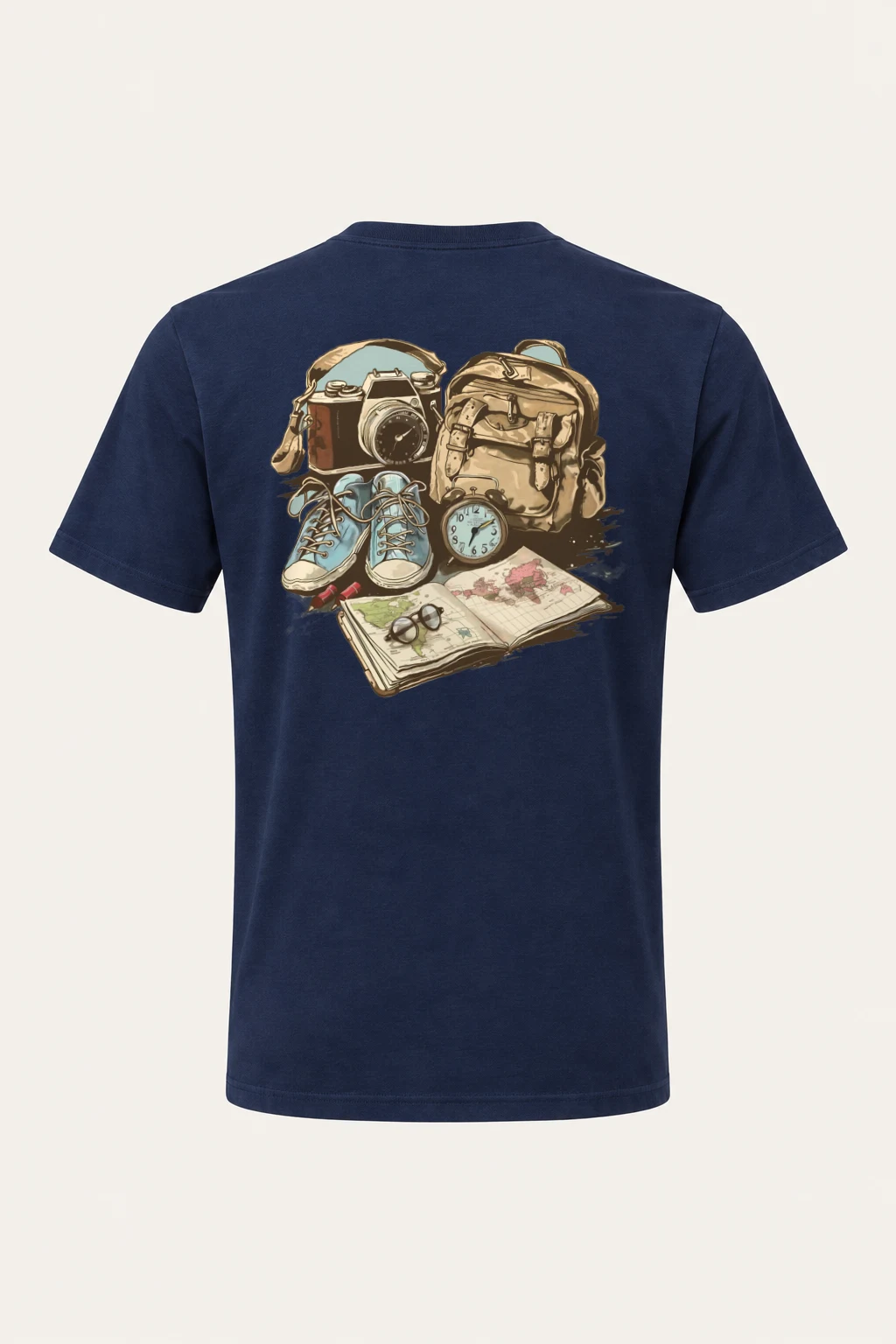 "Travel Gear Sketch" Heavyweight Unisex Crewneck T-shirt | Gildan 5000