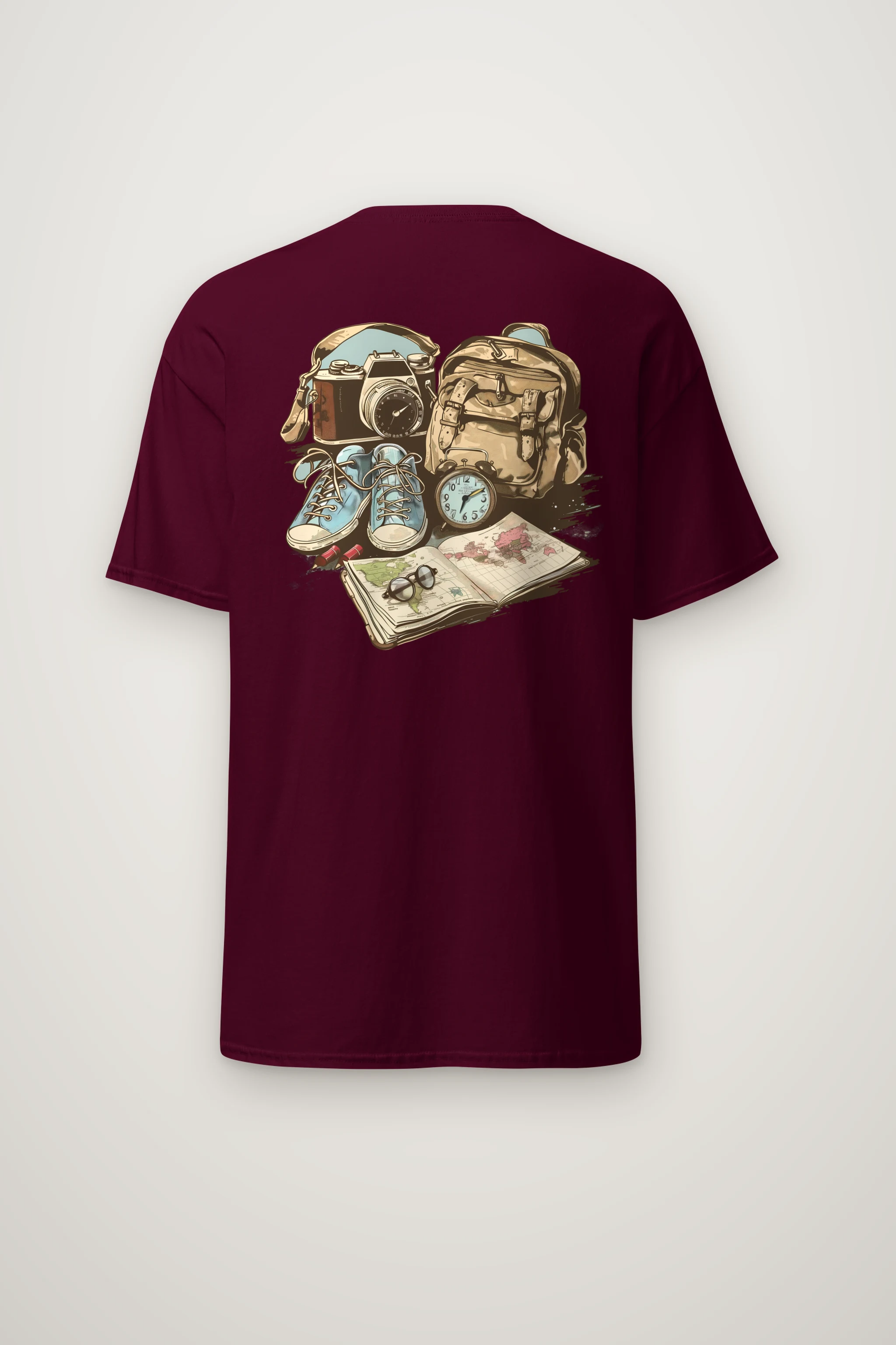 "Travel Gear Sketch" Heavyweight Unisex Crewneck T-shirt