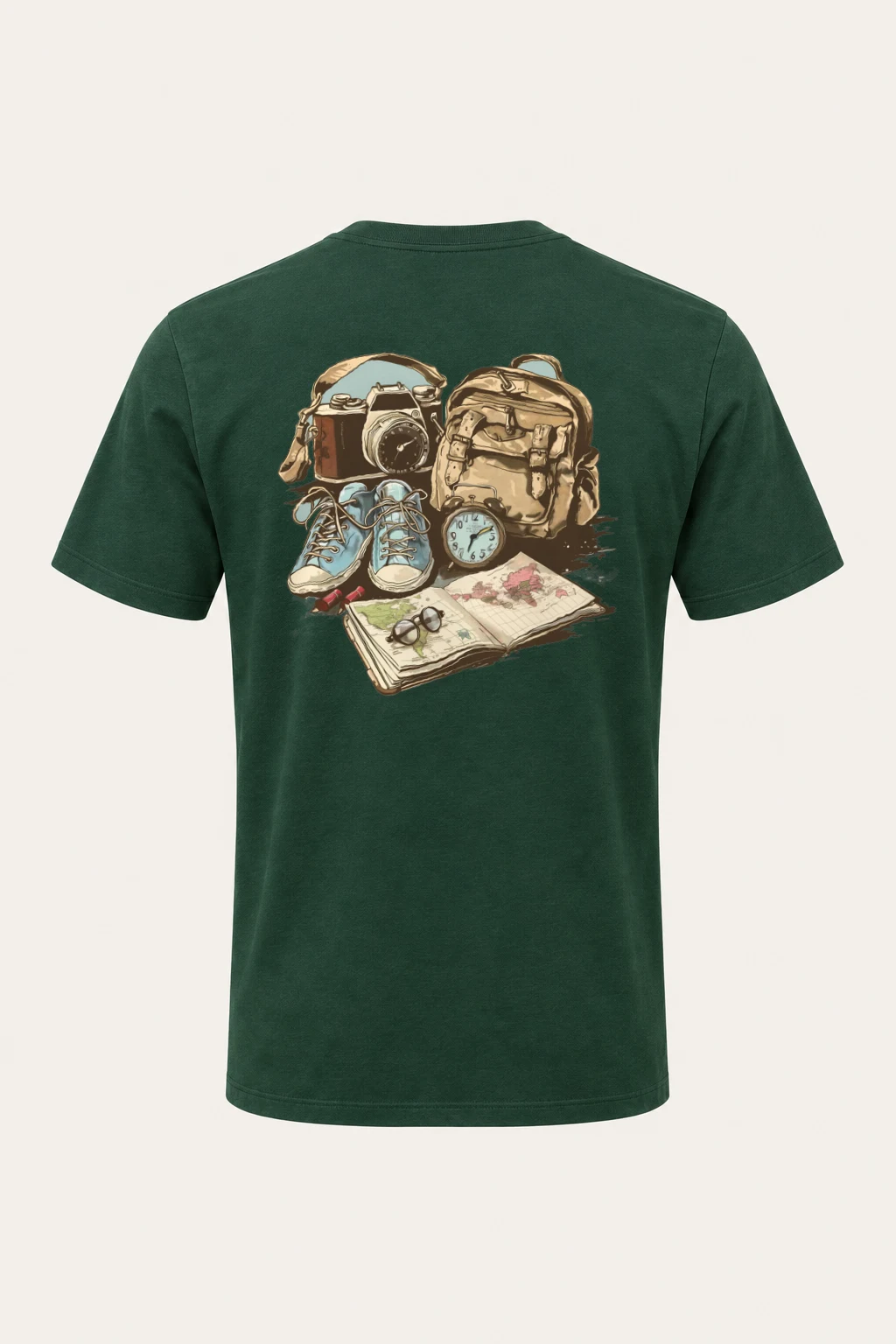 "Travel Gear Sketch" Heavyweight Unisex Crewneck T-shirt | Gildan 5000