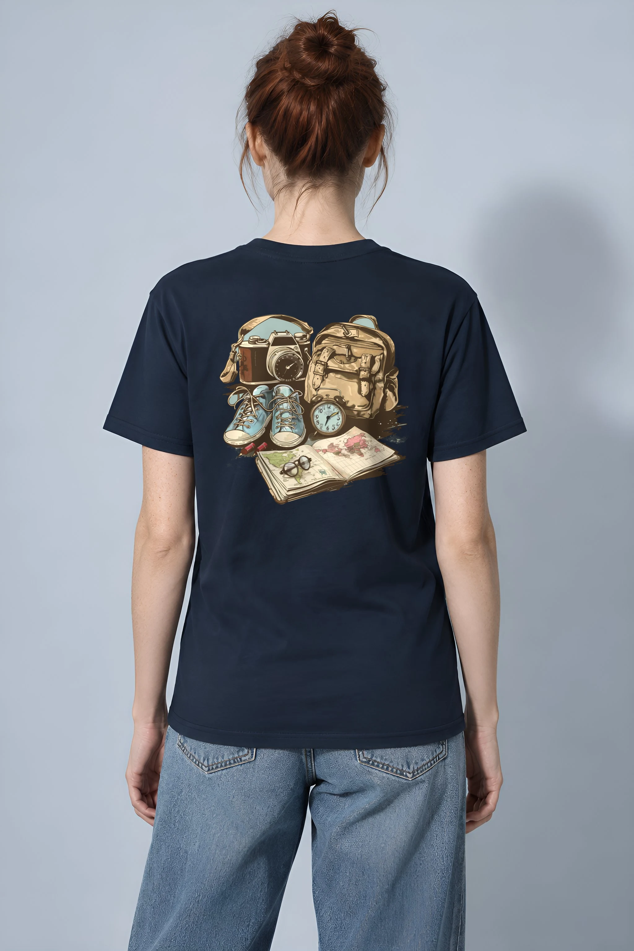 "Travel Gear Sketch" Heavyweight Unisex Crewneck T-shirt