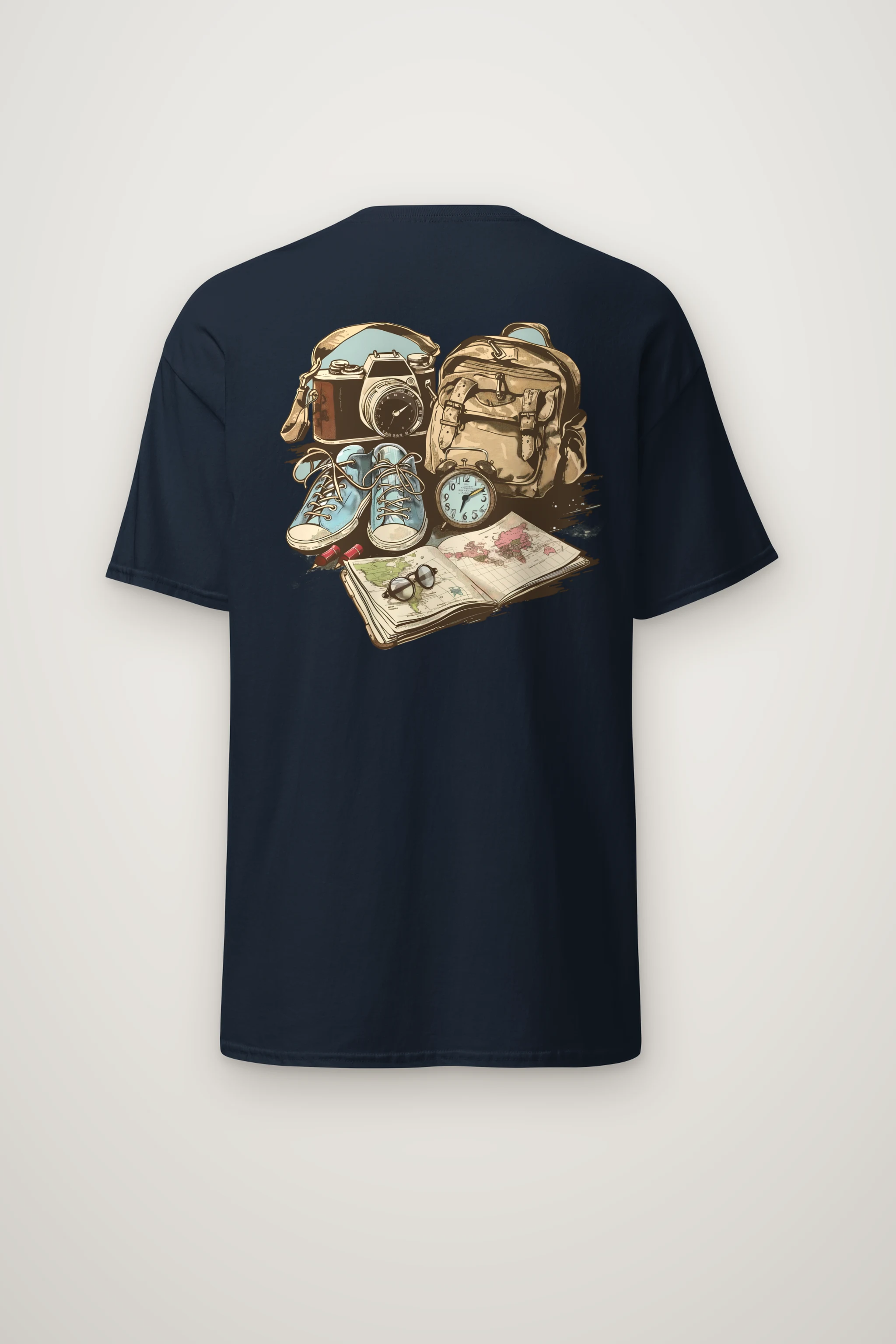 "Travel Gear Sketch" Heavyweight Unisex Crewneck T-shirt