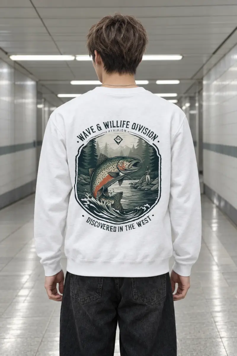 "Trout Angler Mountain" Heavy Blend Unisex Crewneck Sweatshirt