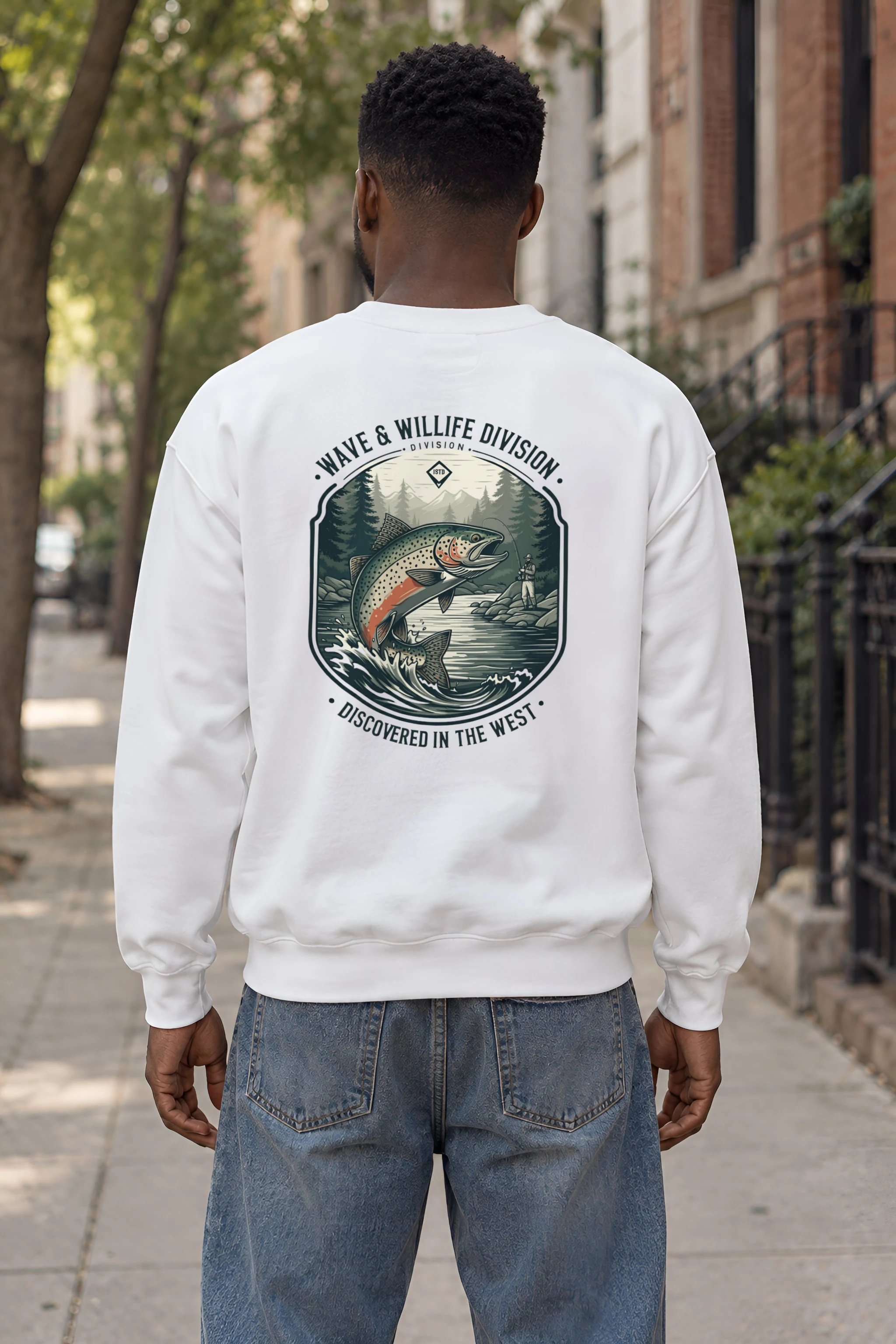 "Trout Angler Mountain" 1 Crewneck Sweatshirt