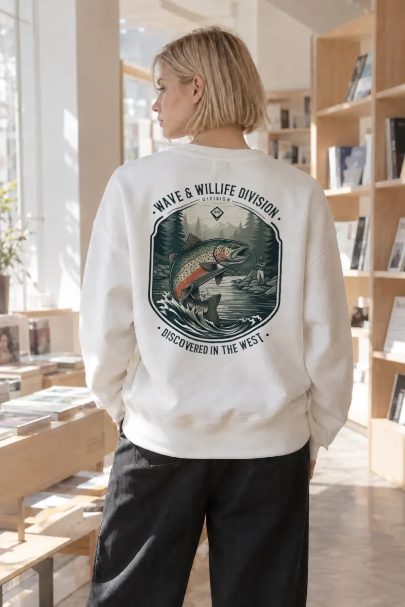 "Trout Angler Mountain" Heavy Blend Unisex Crewneck Sweatshirt