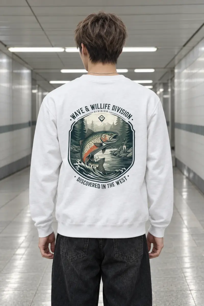 "Trout Angler Mountain" Heavy Blend Unisex Crewneck Sweatshirt