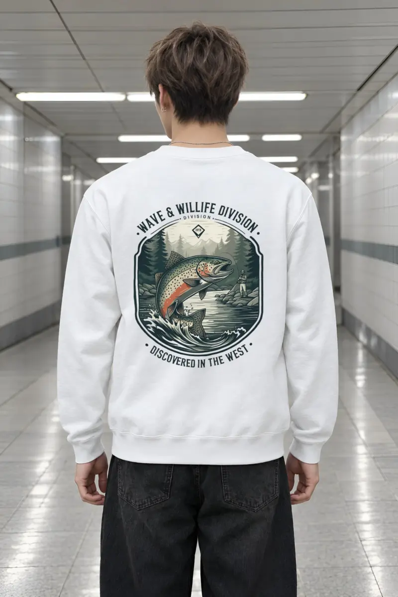 "Trout Angler Mountain" Heavy Blend Unisex Crewneck Sweatshirt