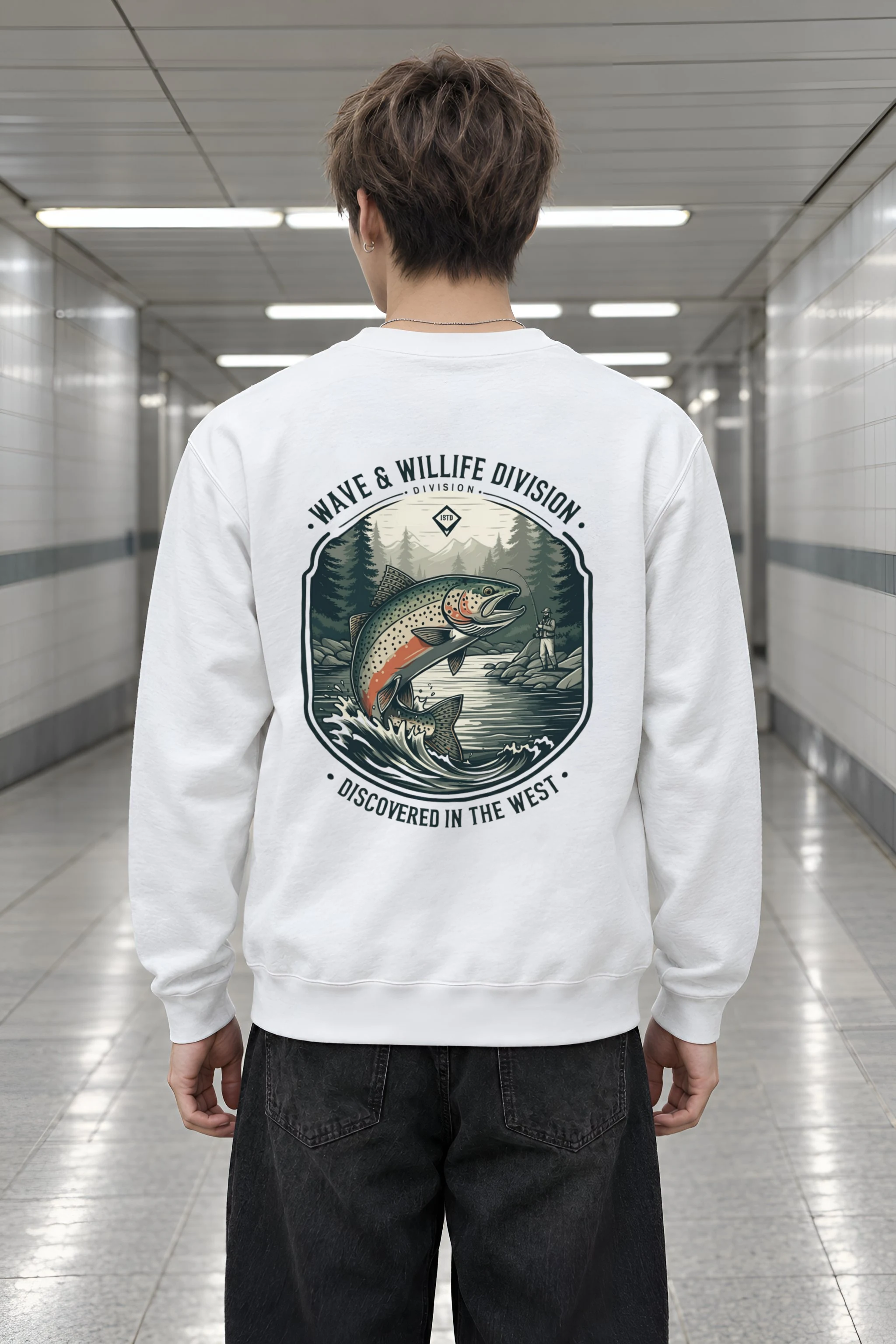 "Trout Angler Mountain" Heavy Blend Unisex Crewneck Sweatshirt