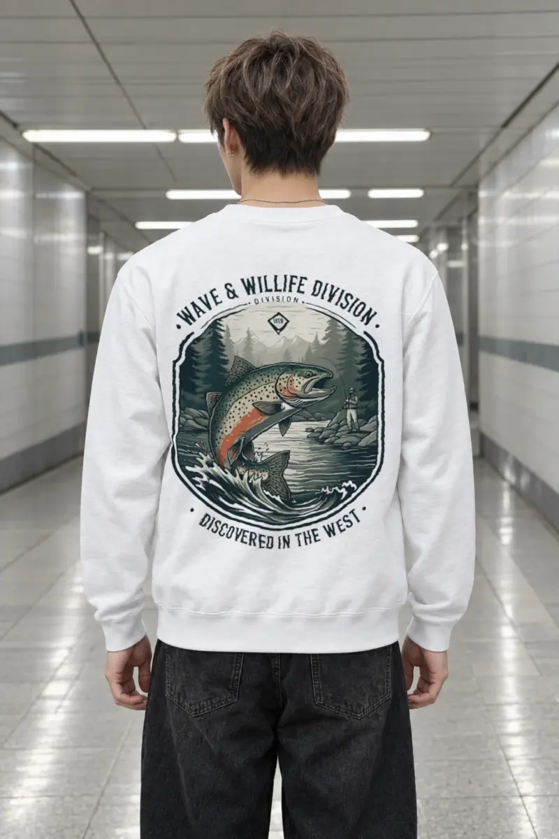 "Trout Angler Mountain" Heavy Blend Unisex Crewneck Sweatshirt
