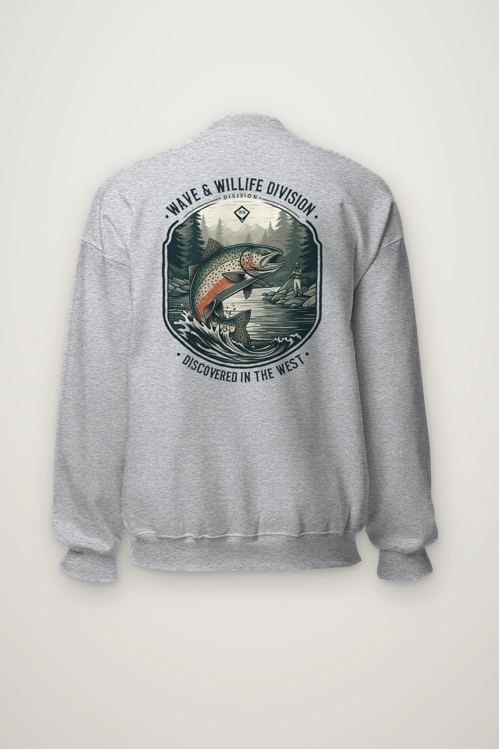 "Trout Angler Mountain" Heavy Blend Unisex Crewneck Sweatshirt