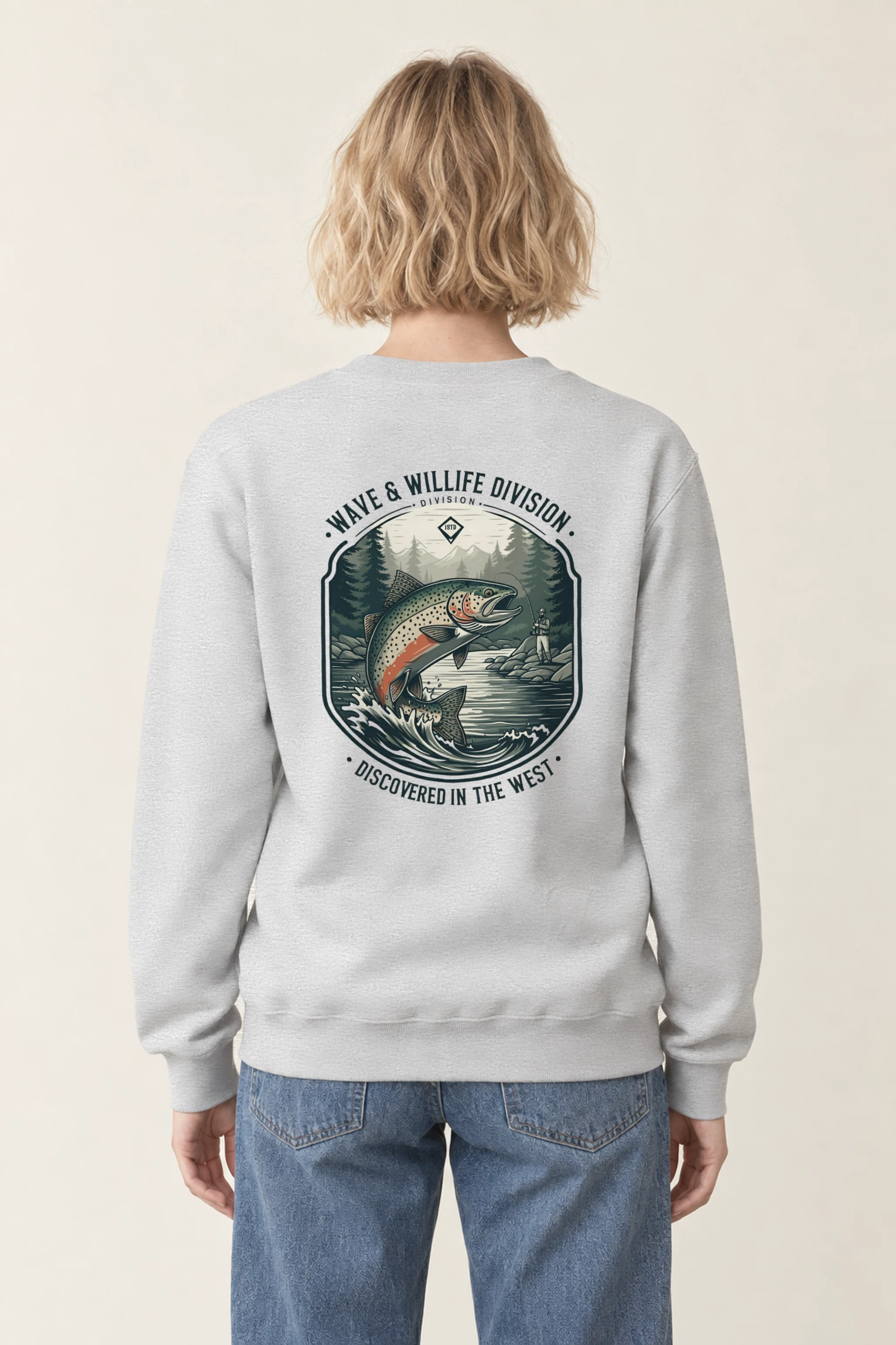"Trout Angler Mountain" 1 Crewneck Sweatshirt