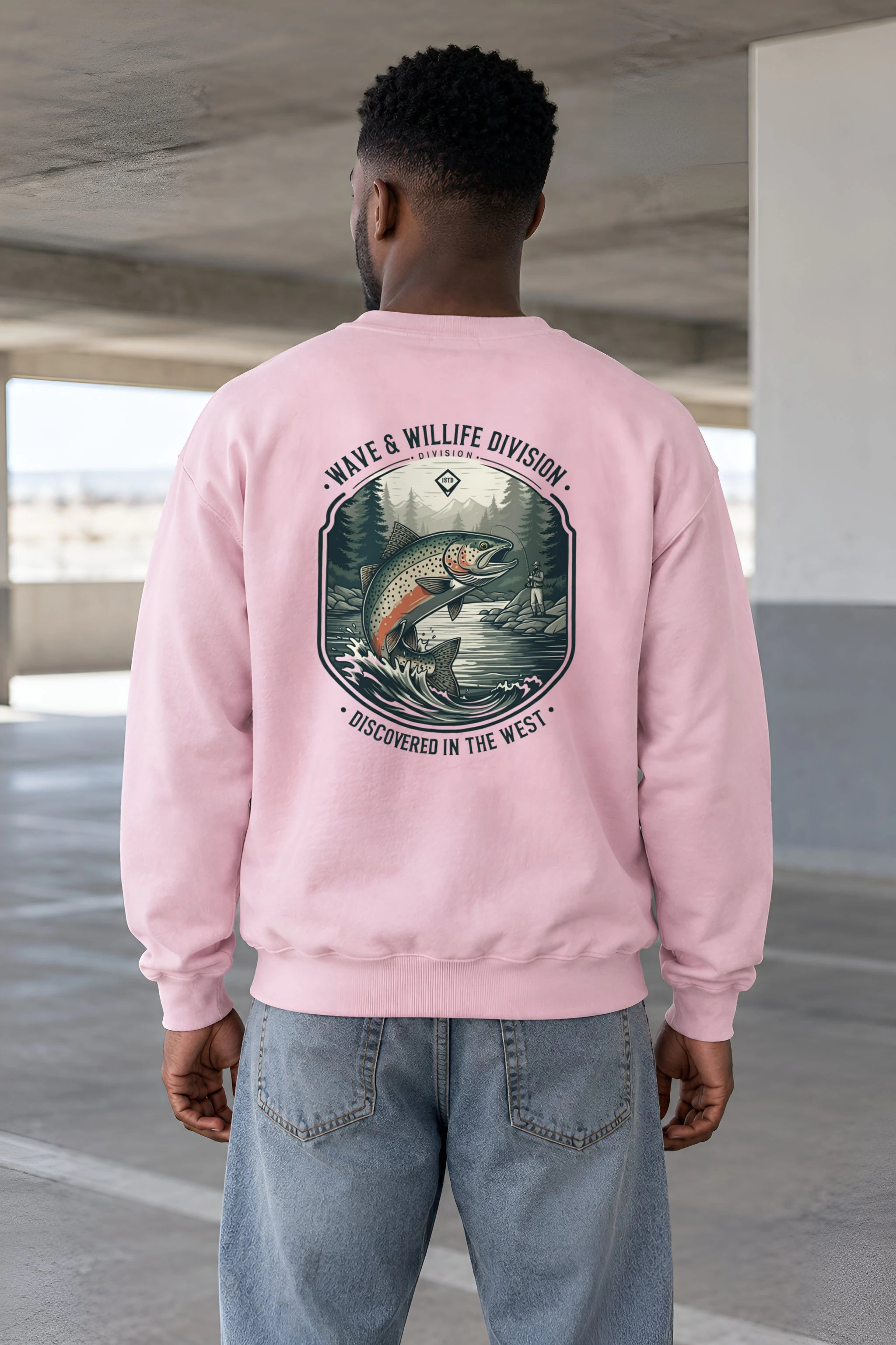 "Trout Angler Mountain" 1 Crewneck Sweatshirt