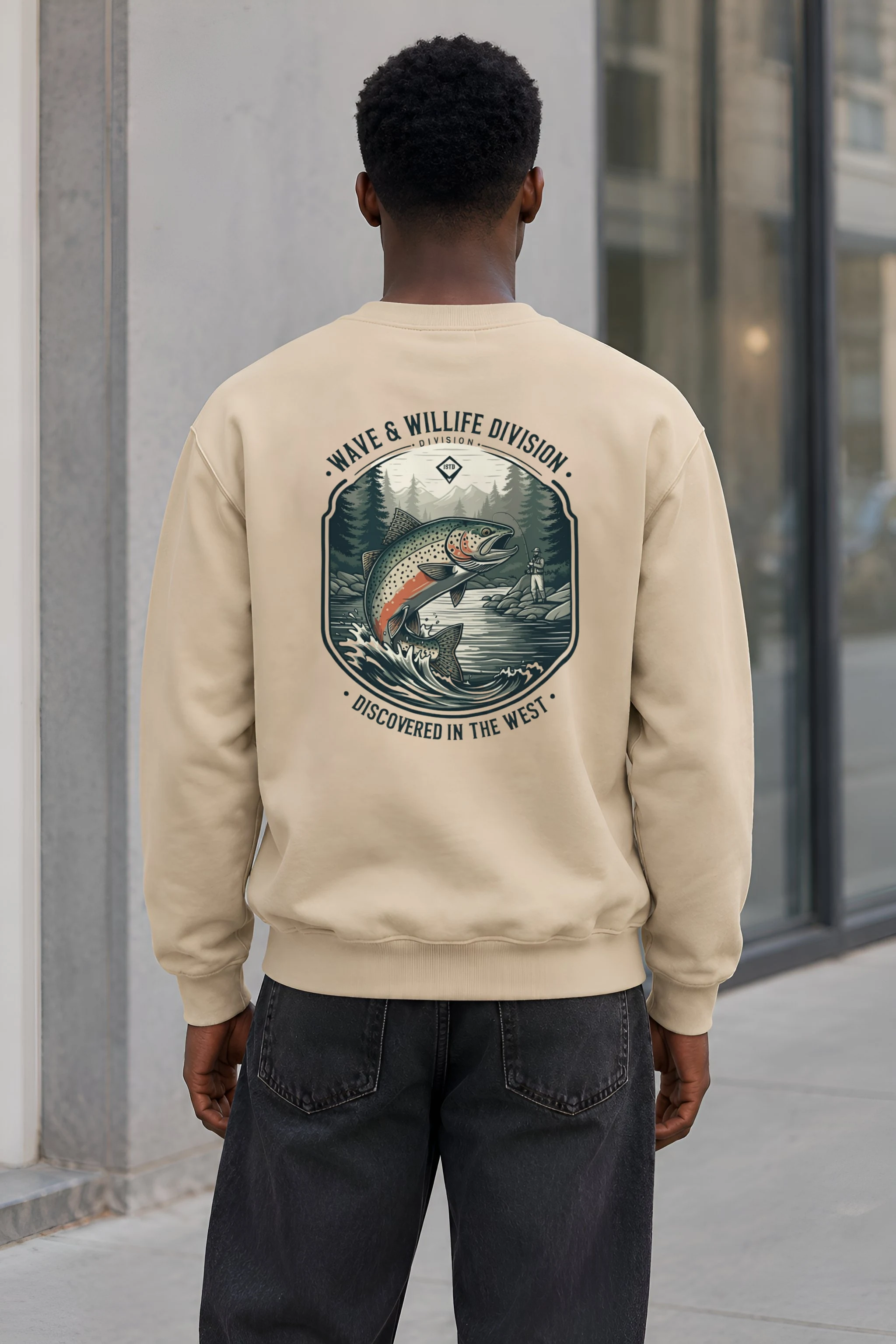 "Trout Angler Mountain" 1 Crewneck Sweatshirt