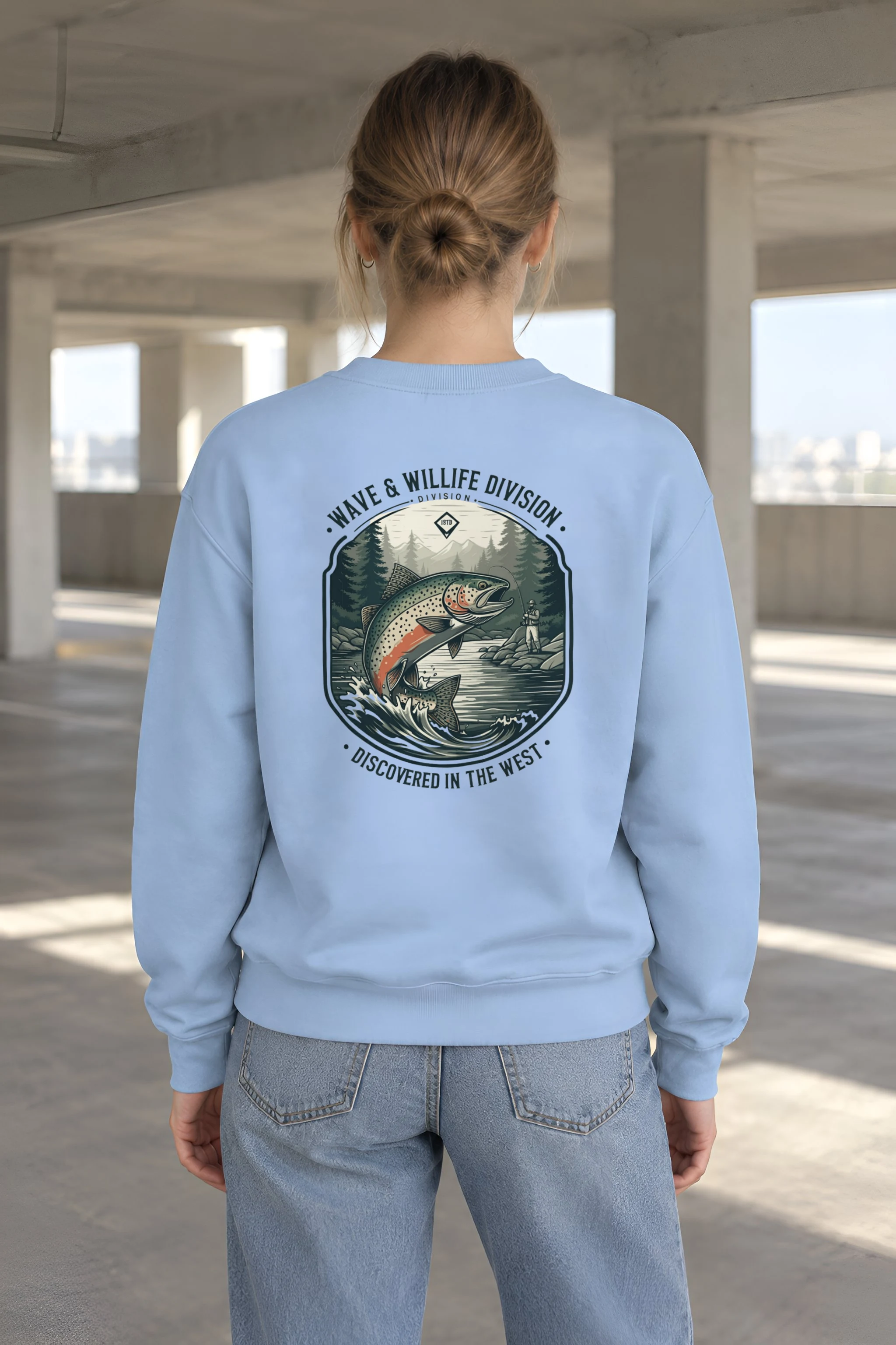 "Trout Angler Mountain" 1 Crewneck Sweatshirt