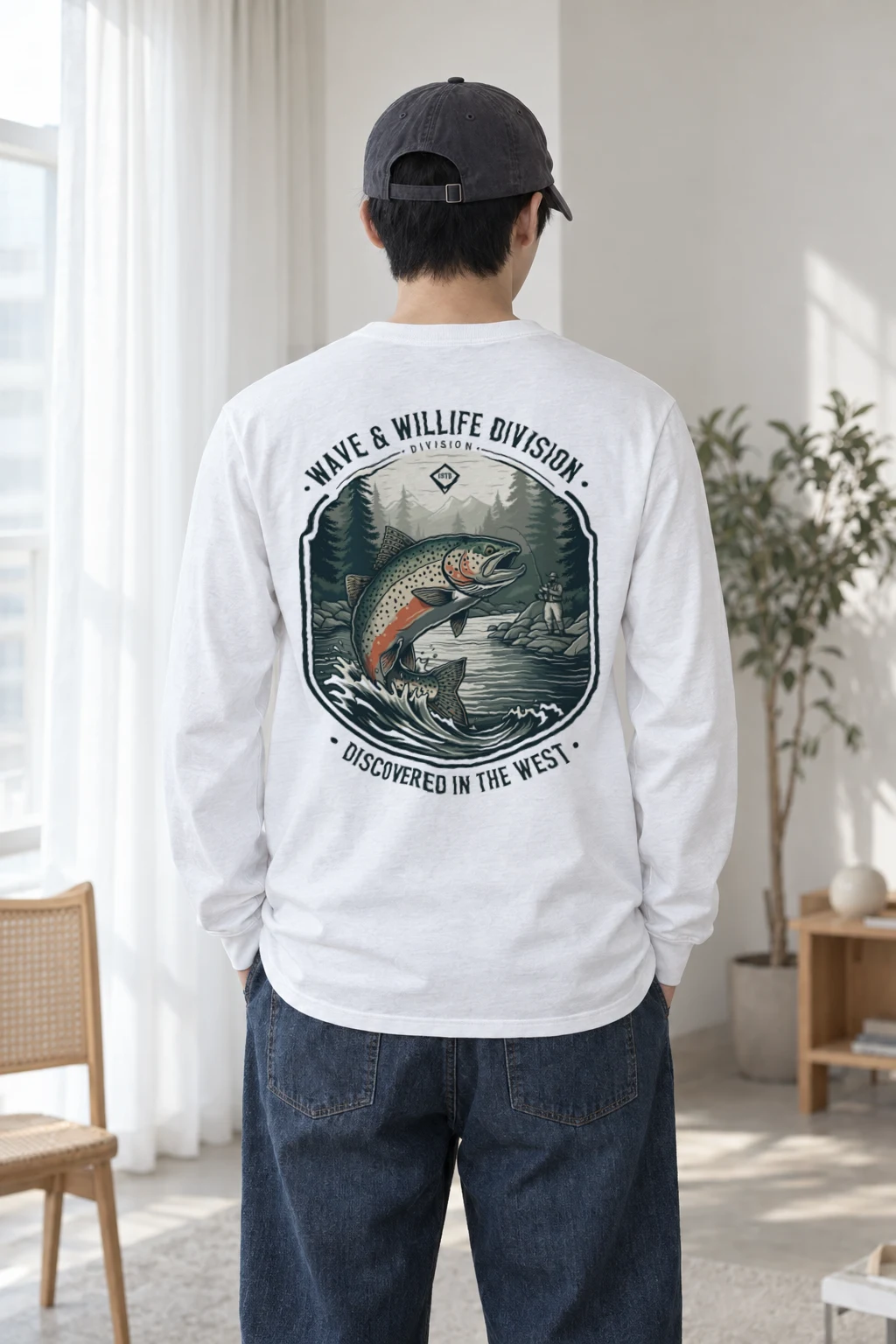 "Trout Angler Mountain" Unisex Longsleeve T-shirt | Gildan 2400