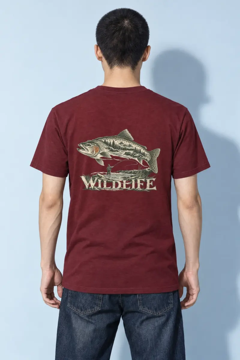 "Trout River Scene" Heavyweight Unisex Crewneck T-shirt | Gildan 5000