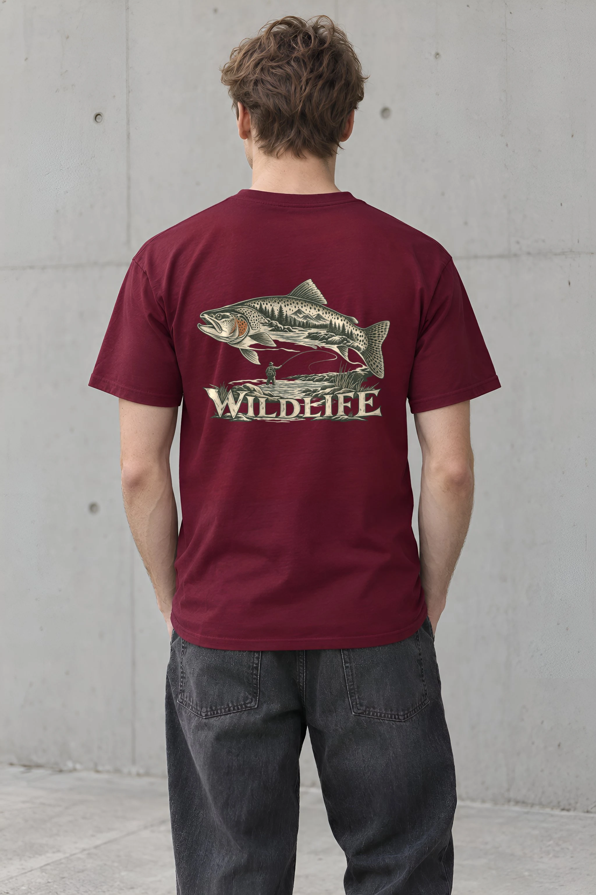 "Trout River Scene" Heavyweight Unisex Crewneck T-shirt