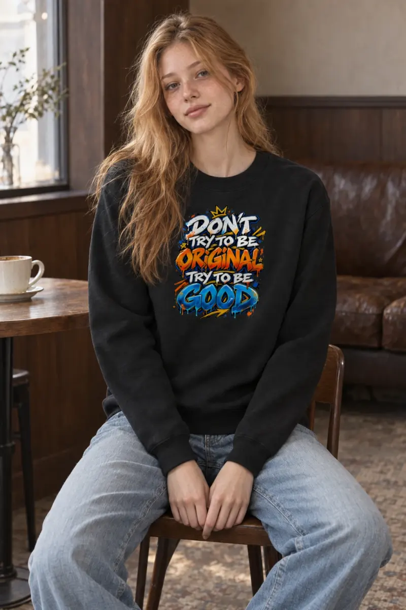 "Don't Try To Be Good" Heavy Blend Unisex Crewneck Sweatshirt