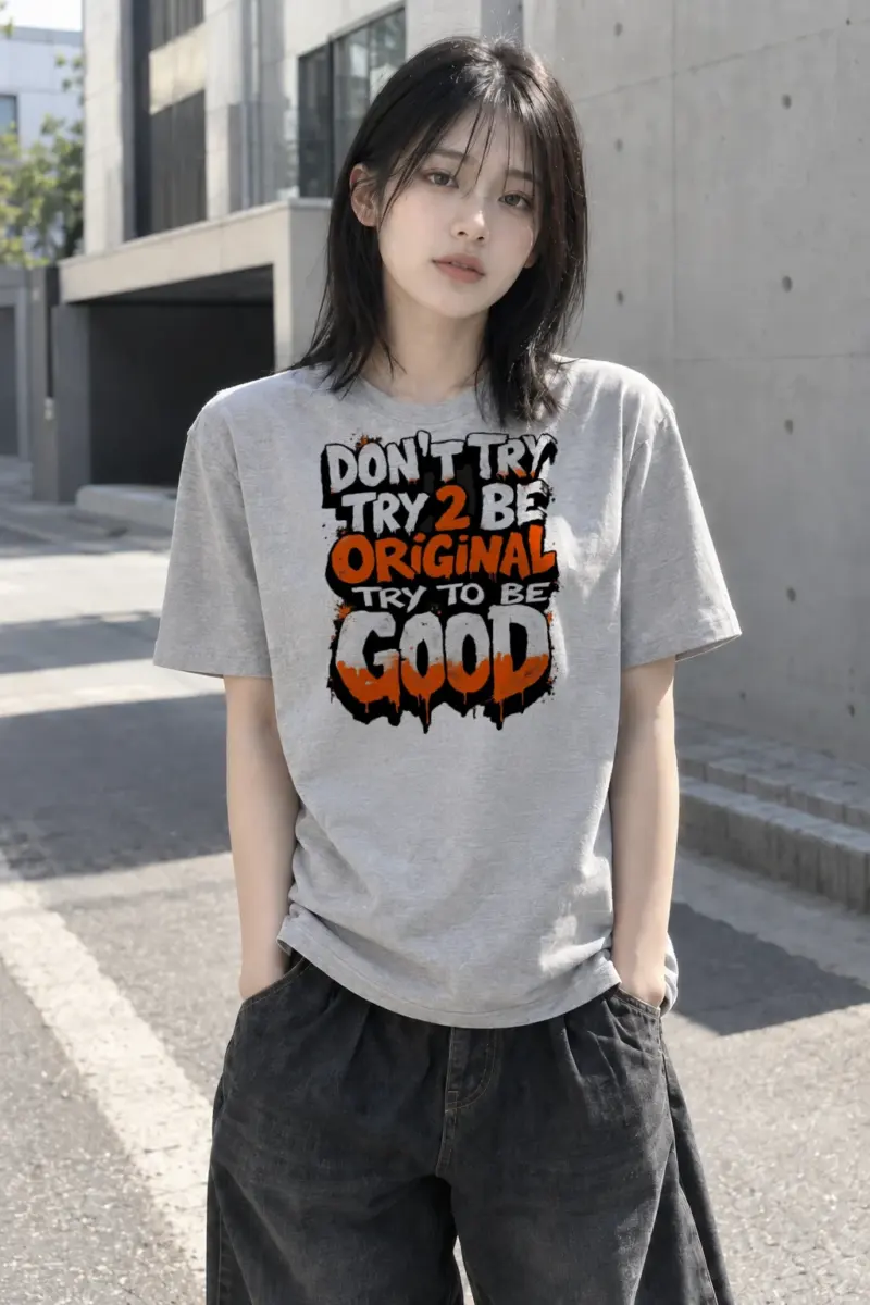 “Try To Be Good” Heavyweight Unisex Crewneck T-shirt | Gildan 5000