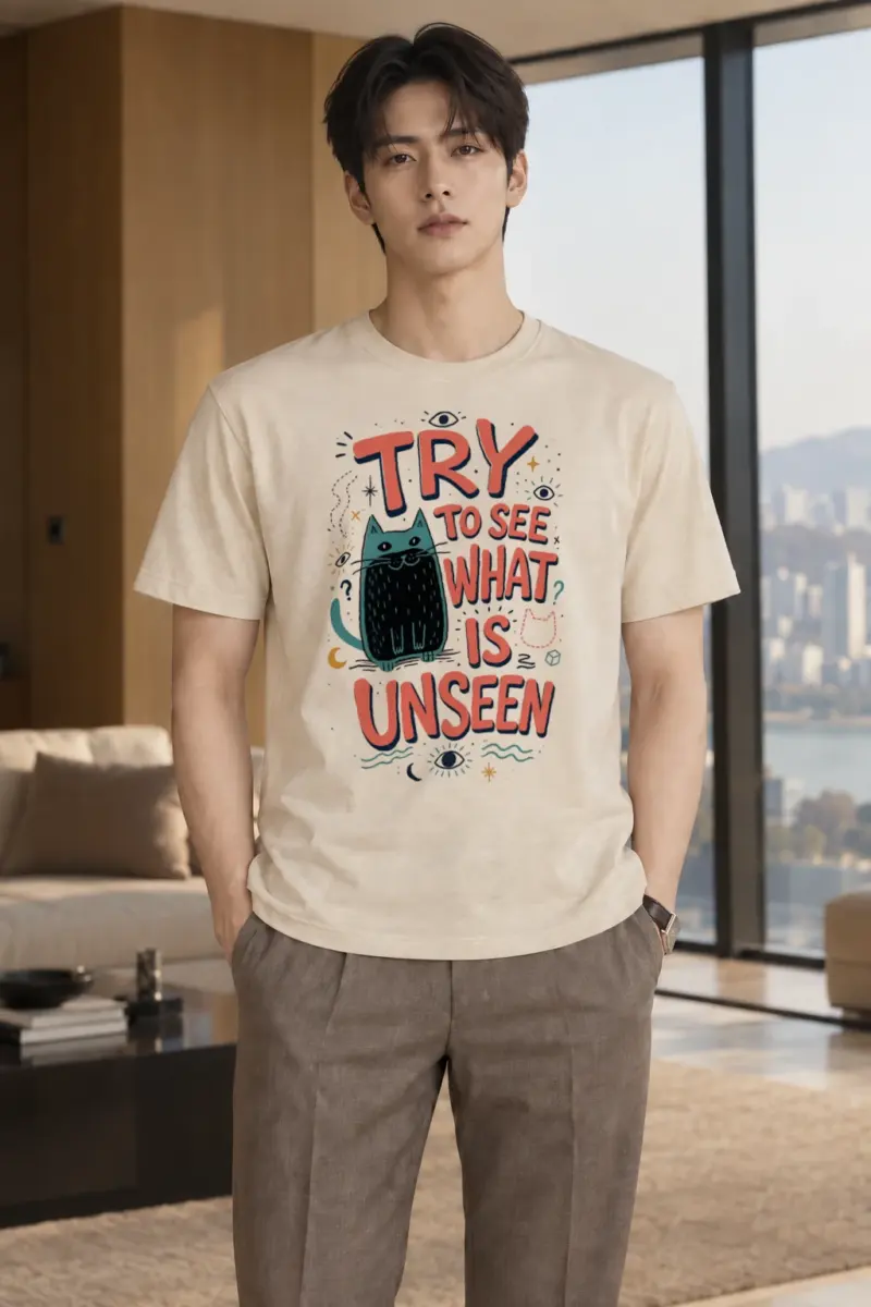 "Try To See What Is Unseen" Heavyweight Unisex Crewneck T-shirt | Gildan 5000
