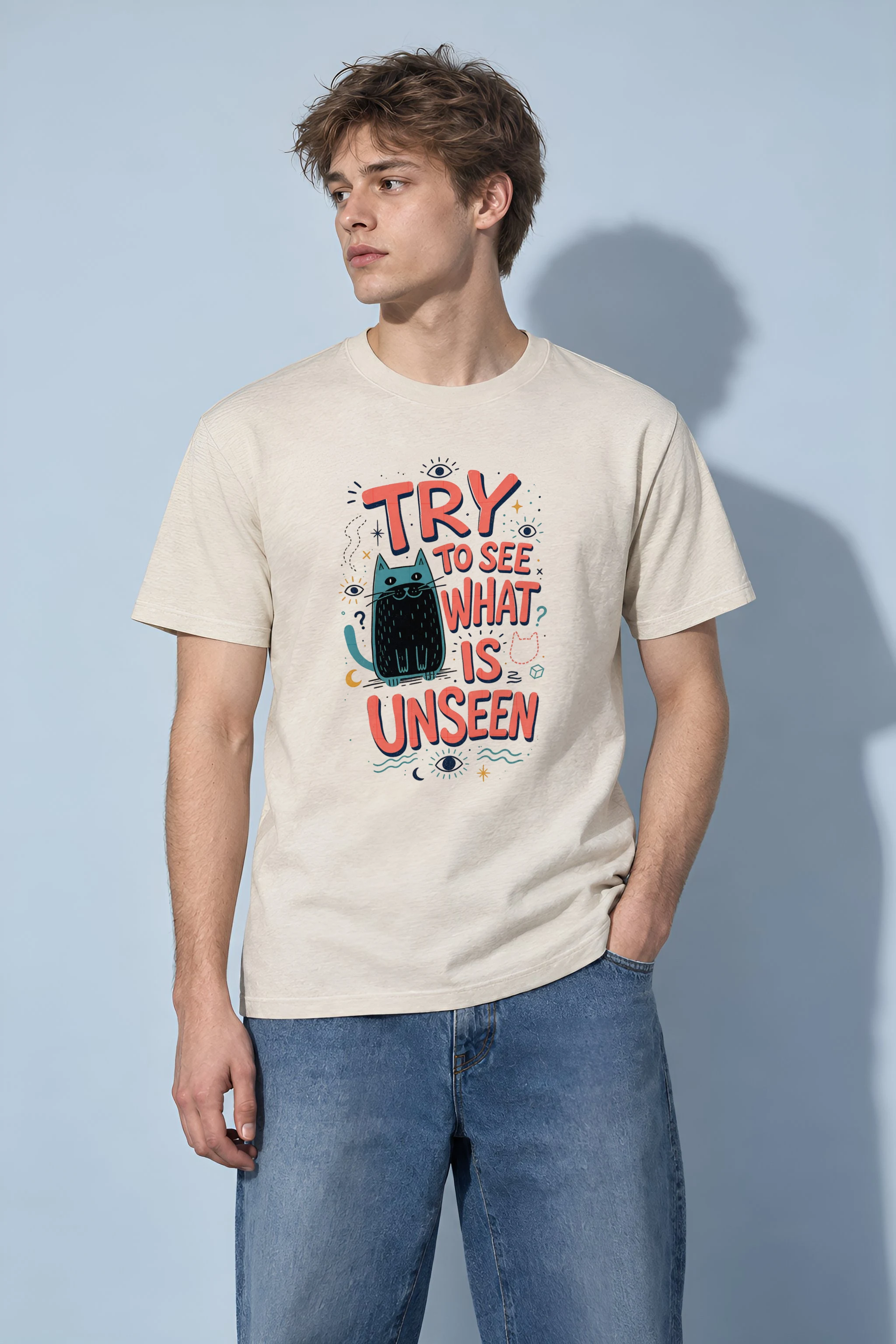 "Try To See What Is Unseen" Heavyweight Unisex Crewneck T-shirt