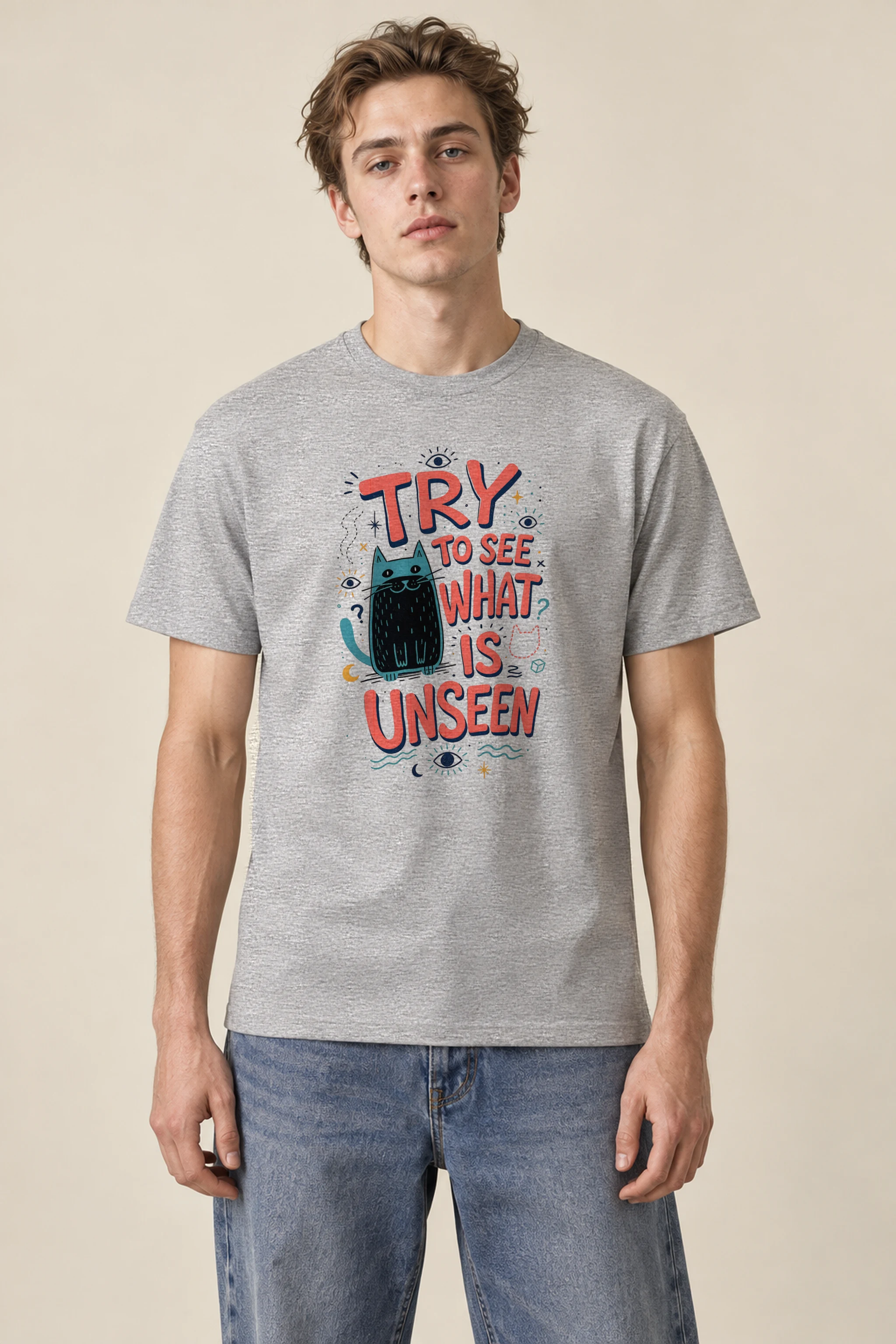 "Try To See What Is Unseen" Heavyweight Unisex Crewneck T-shirt