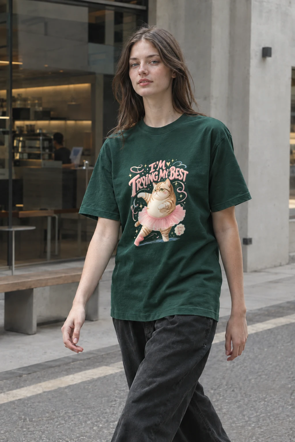 "Trying My Best" Heavyweight Unisex Crewneck T-shirt | Gildan 5000