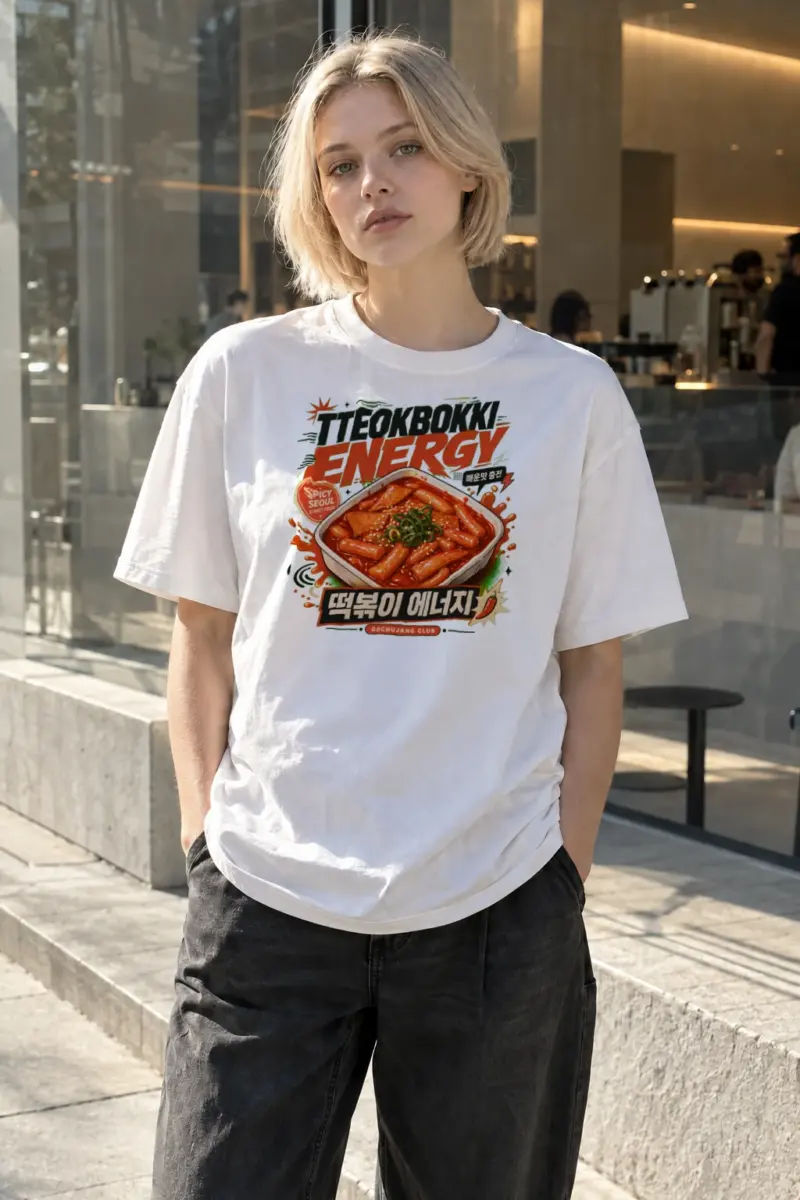 "Tteokbokki Energy" Heavyweight Unisex Crewneck T-shirt | Gildan 5000
