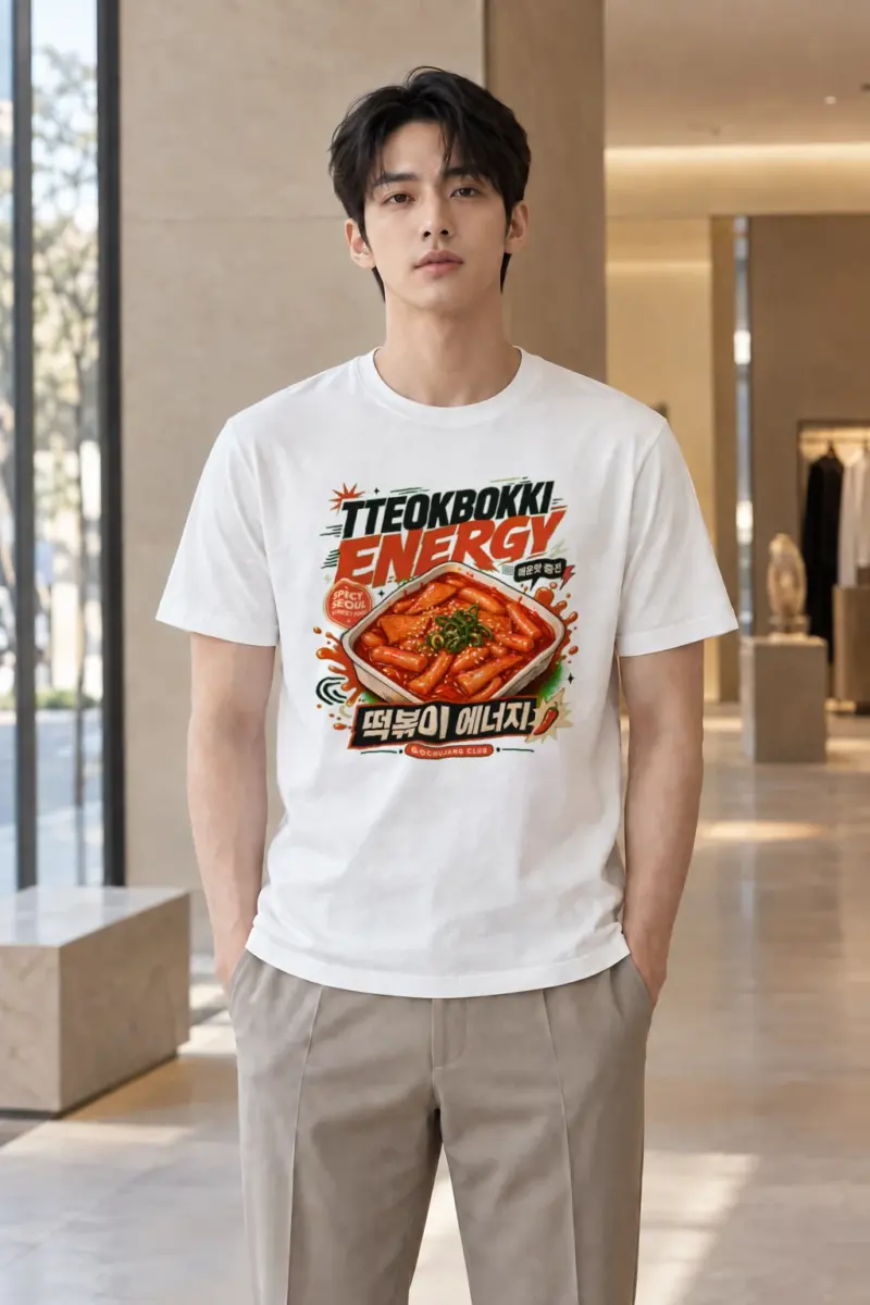"Tteokbokki Energy" Heavyweight Unisex Crewneck T-shirt | Gildan 5000