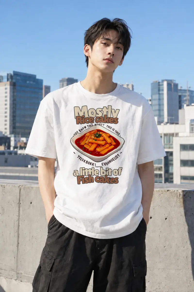 “Tteokbokki Evangelist” Heavyweight Unisex Crewneck T-shirt | Gildan 5000