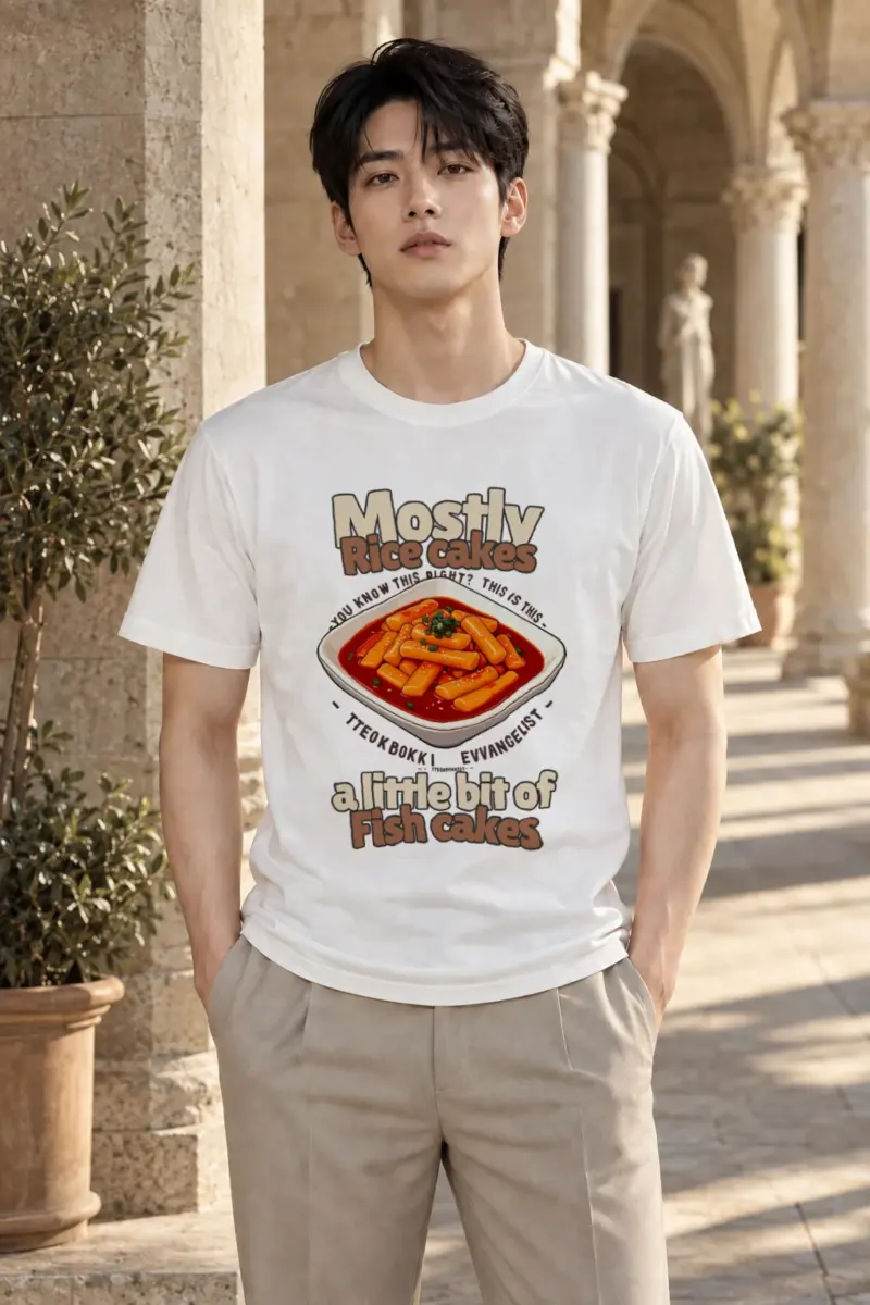 "Tteokbokki Evangelist" Heavyweight Unisex Crewneck T-shirt | Gildan 5000