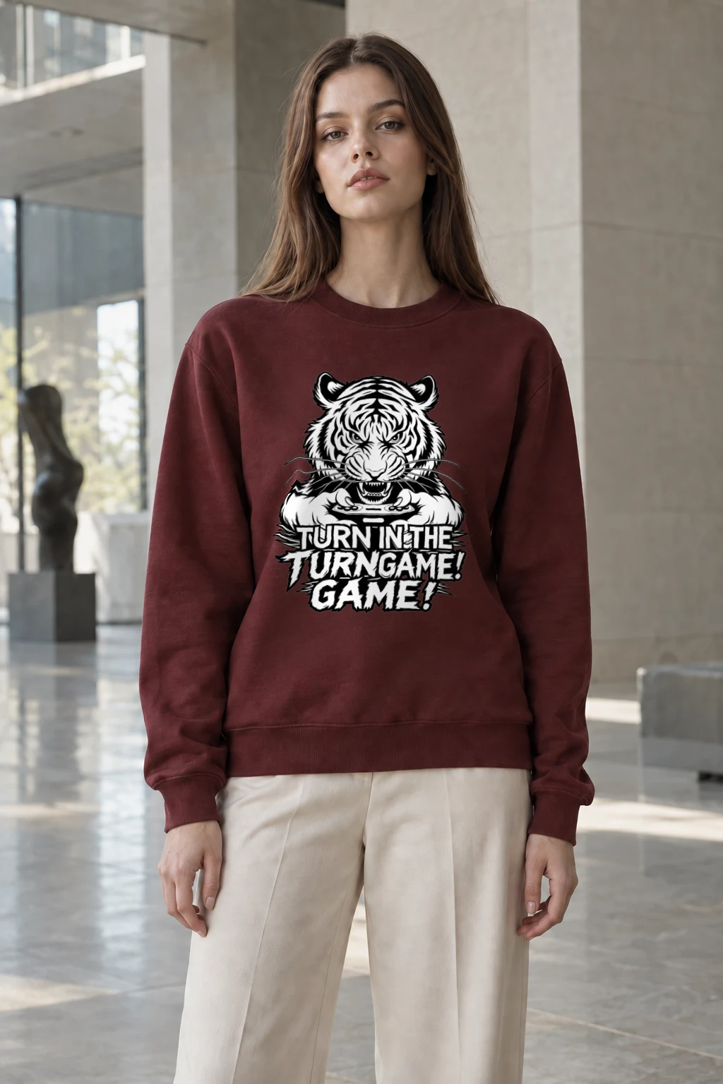 "Turn Game Tiger" Heavy Blend Unisex Crewneck Sweatshirt | Gildan 18000