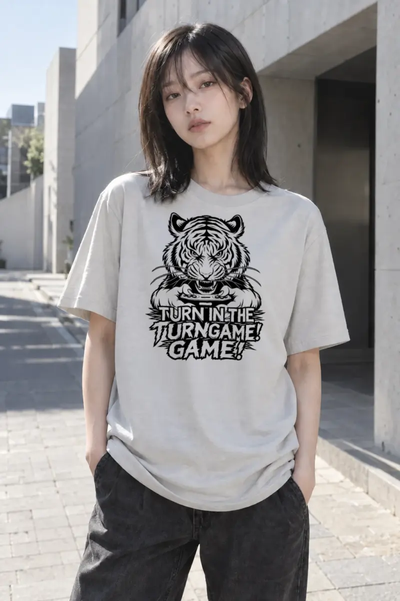 "Turn Game Tiger" Heavyweight Unisex Crewneck T-shirt | Gildan 5000