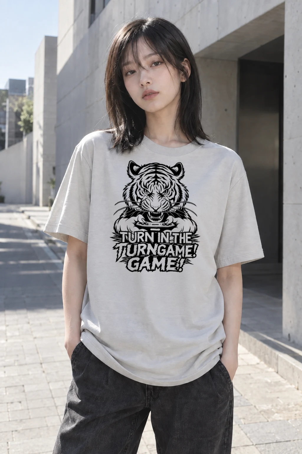 "Turn Game Tiger" Heavyweight Unisex Crewneck T-shirt | Gildan 5000
