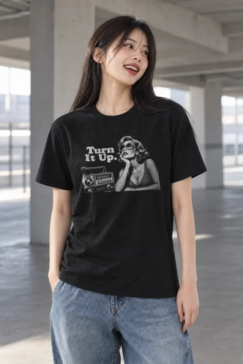 "Turn It Up" Heavyweight Unisex Crewneck T-shirt