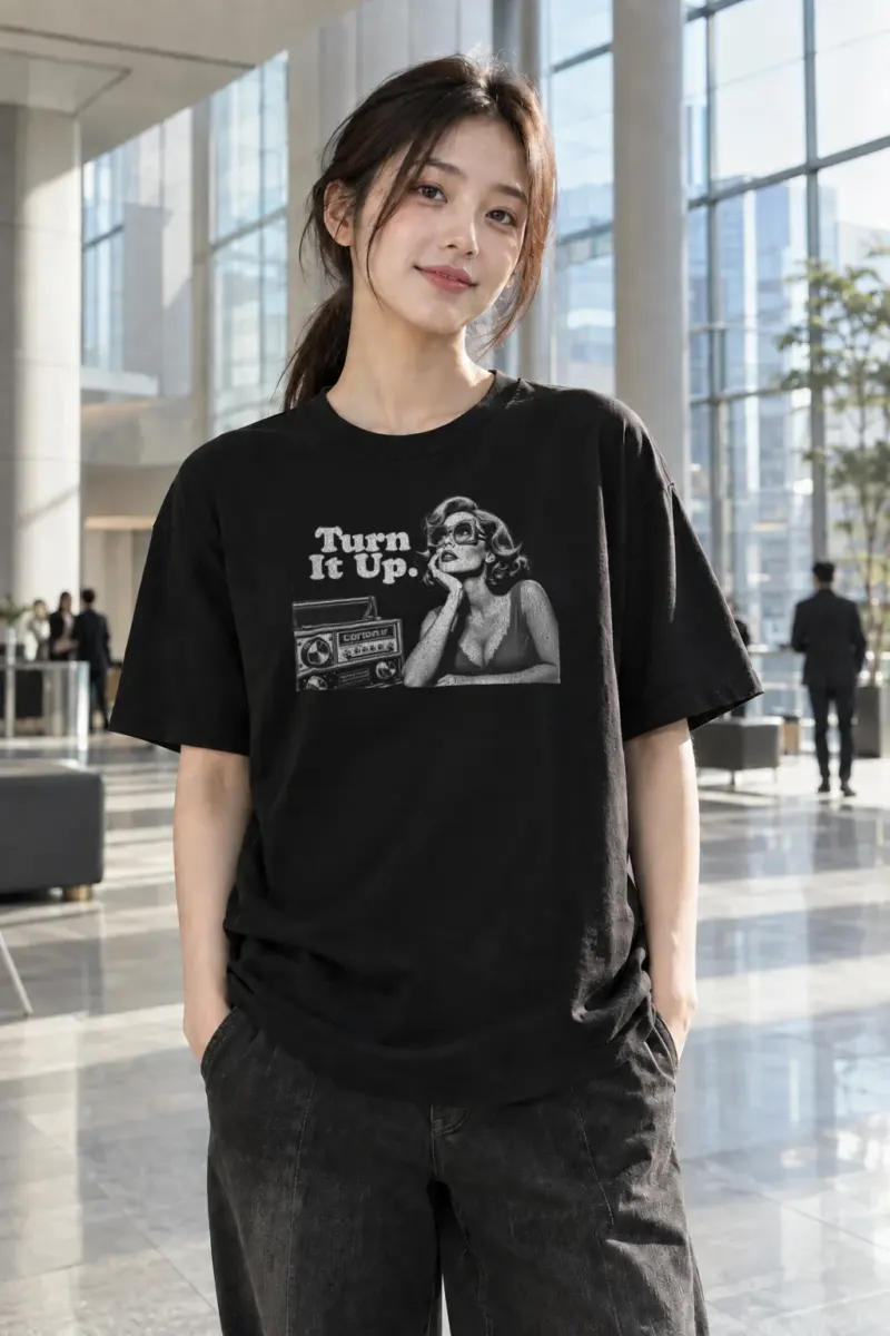 "Turn It Up" Heavyweight Unisex Crewneck T-shirt | Gildan 5000