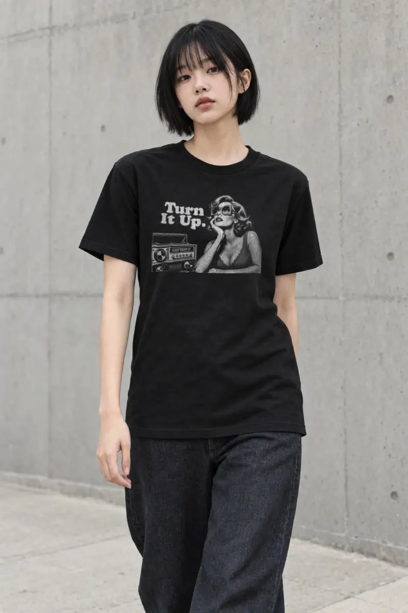 "Turn It Up" Heavyweight Unisex Crewneck T-shirt