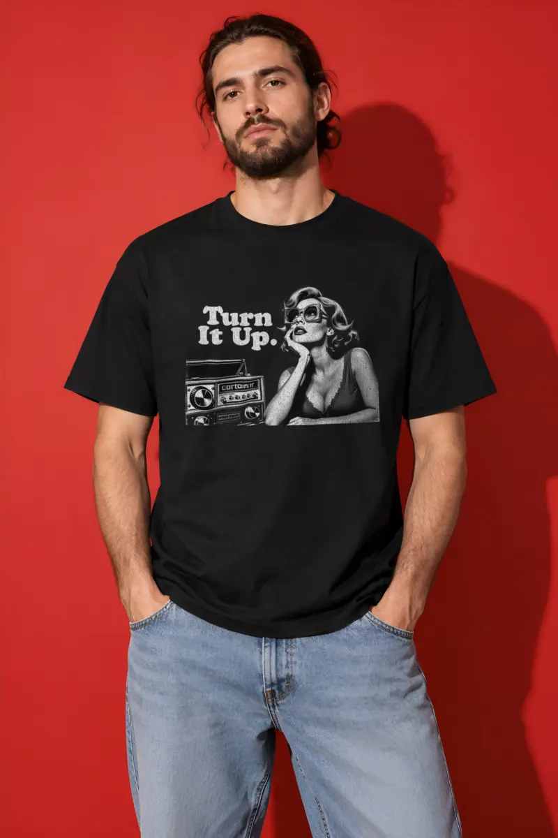 "Turn It Up" Heavyweight Unisex Crewneck T-shirt