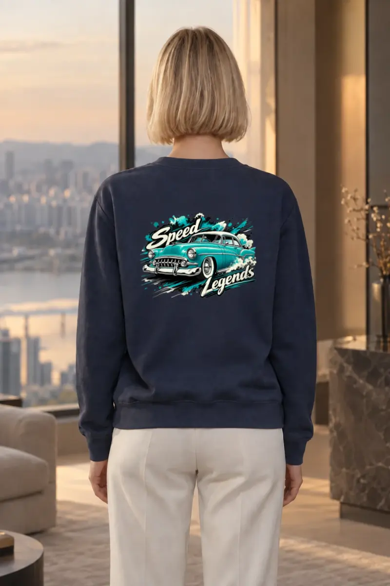 "Turquoise Roadster" Heavy Blend Unisex Crewneck Sweatshirt