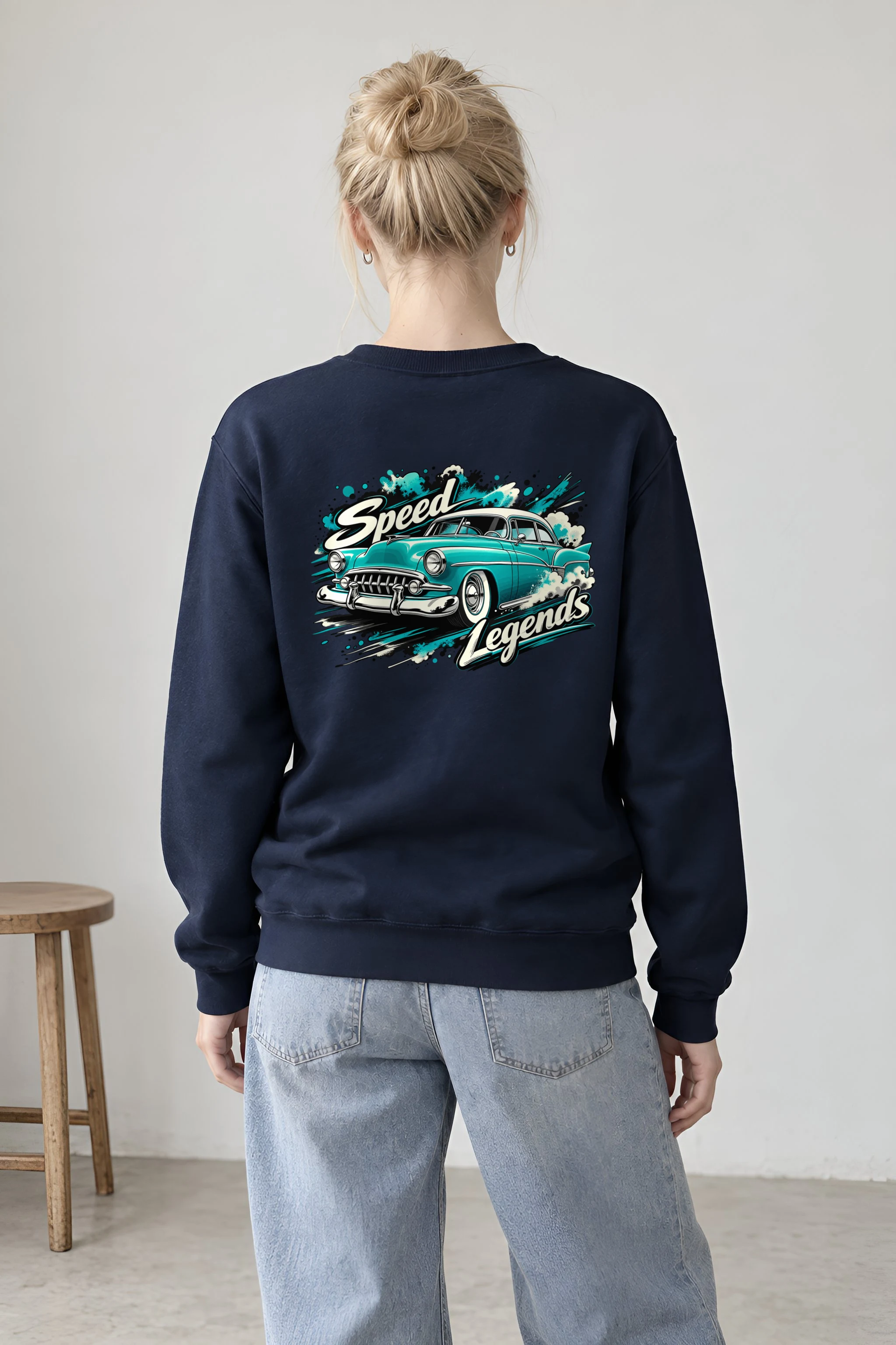 "Turquoise Roadster" 1 Crewneck Sweatshirt