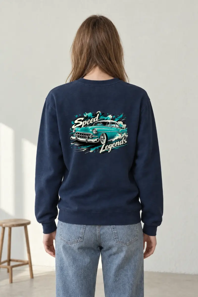"Turquoise Roadster" Heavy Blend Unisex Crewneck Sweatshirt